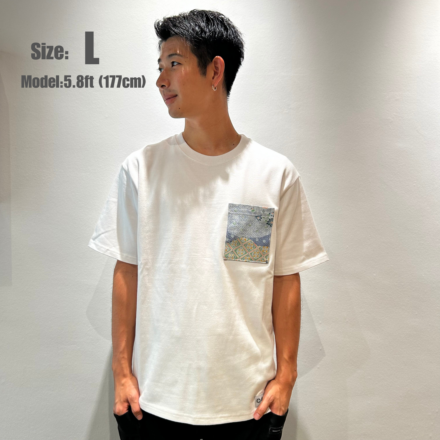 【Size:L】Kimono T-shirt,White 010