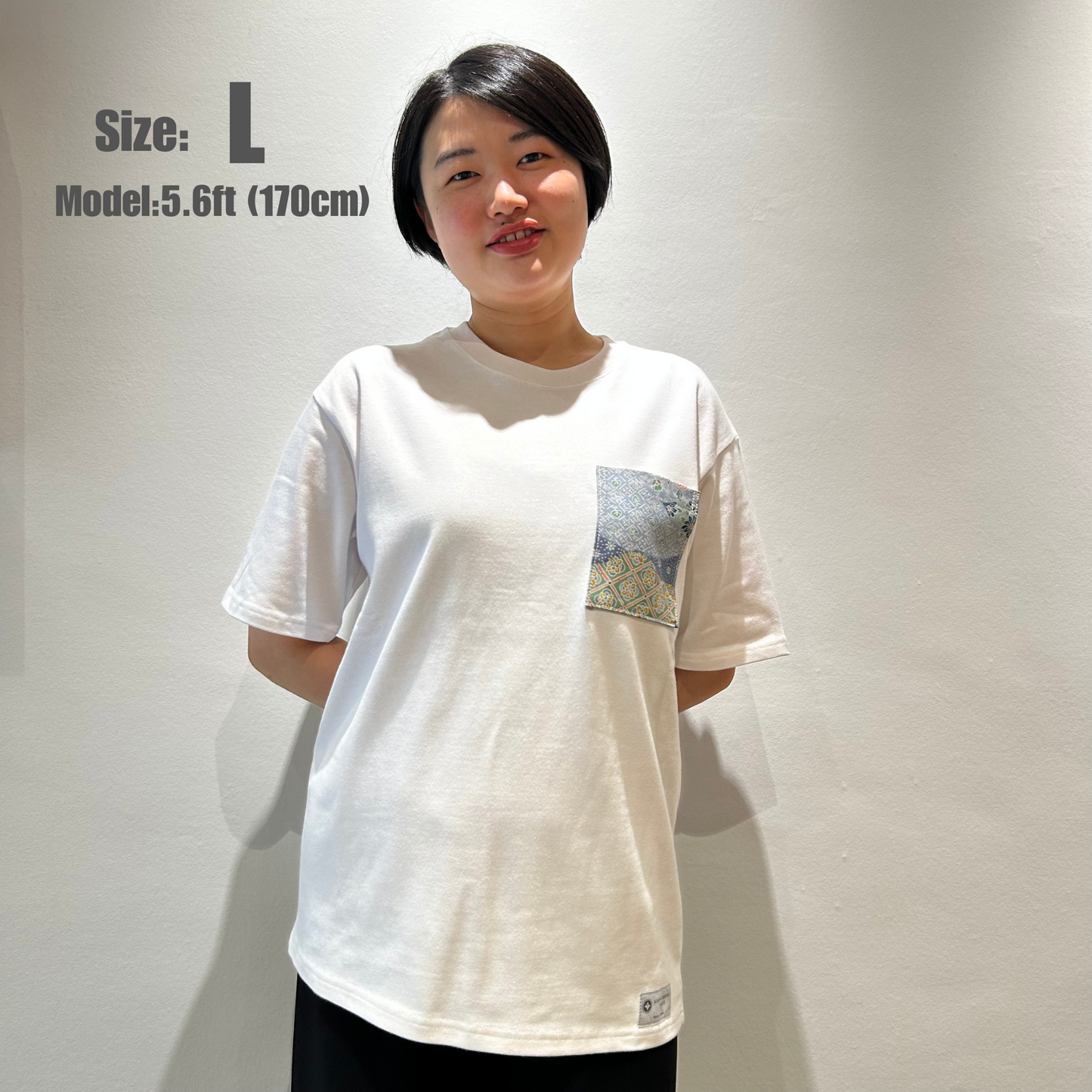 【Size:L】Kimono T-shirt,White 010
