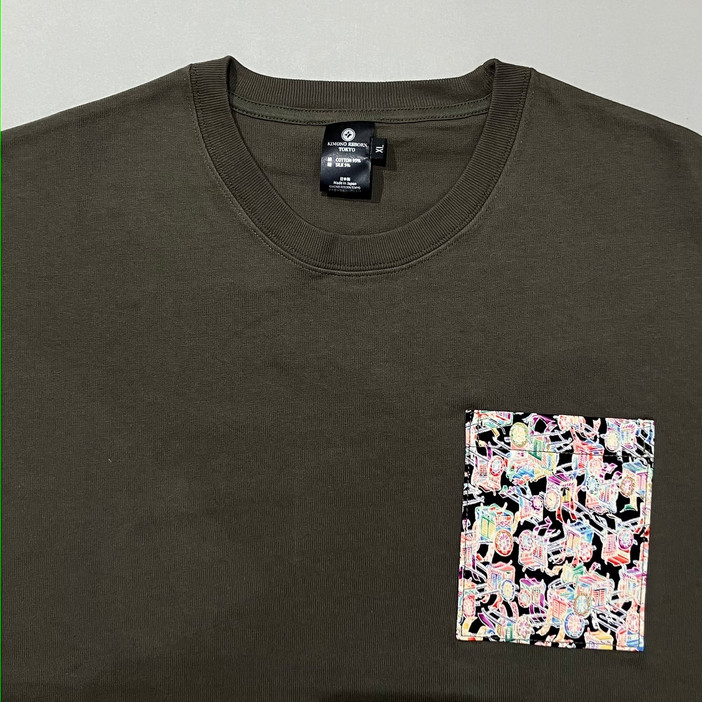 【Size:XL】Kimono T-shirt, Olive 06