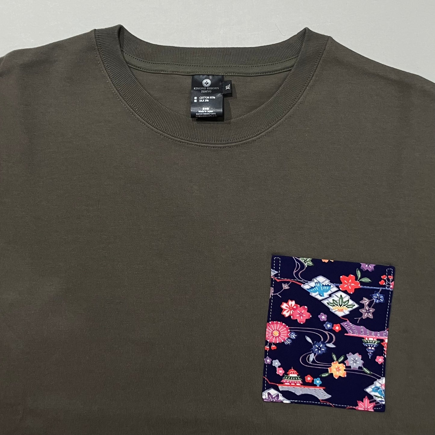 【Size:XL】Kimono T-shirt, Olive 09