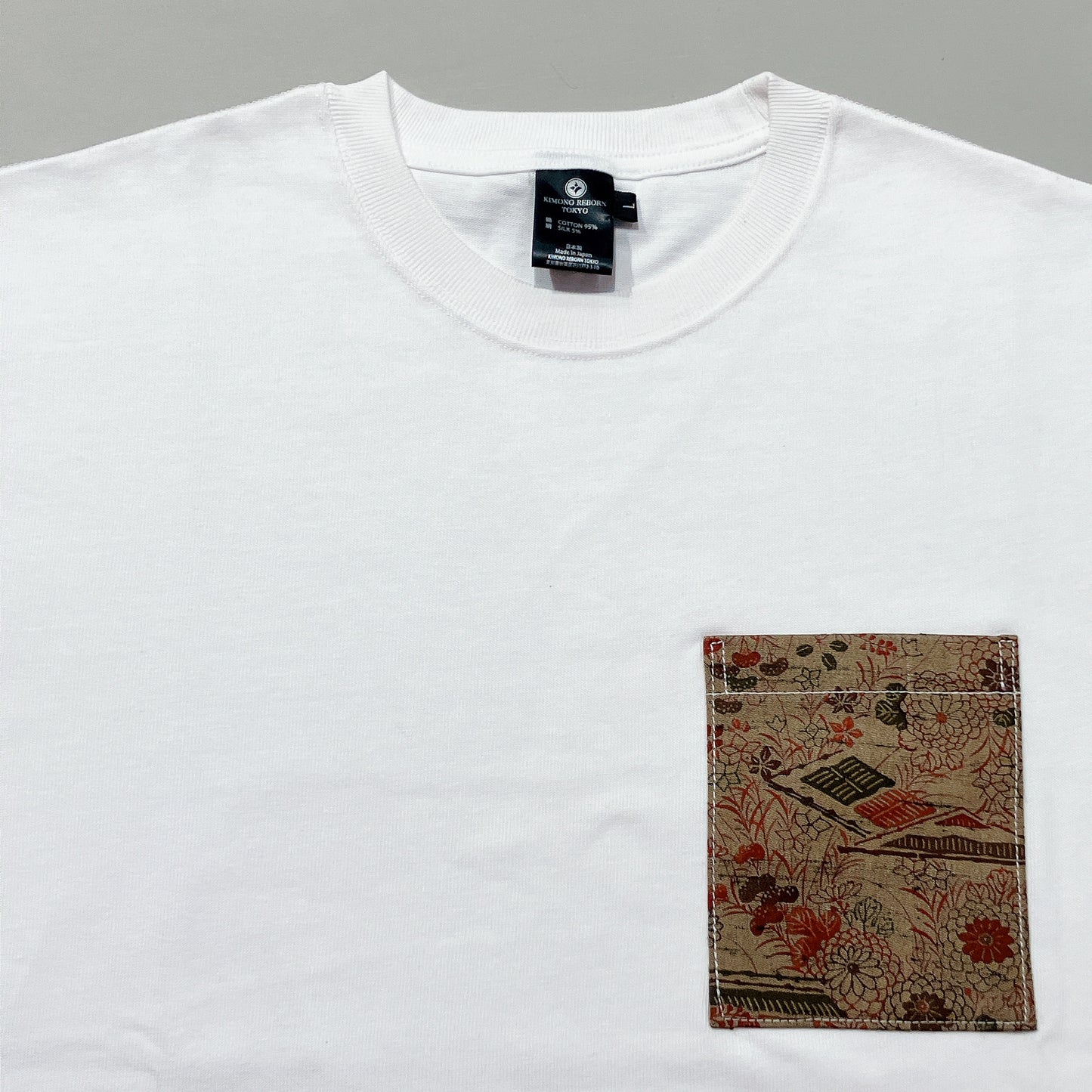 【Size:L】Kimono T-shirt,White 015