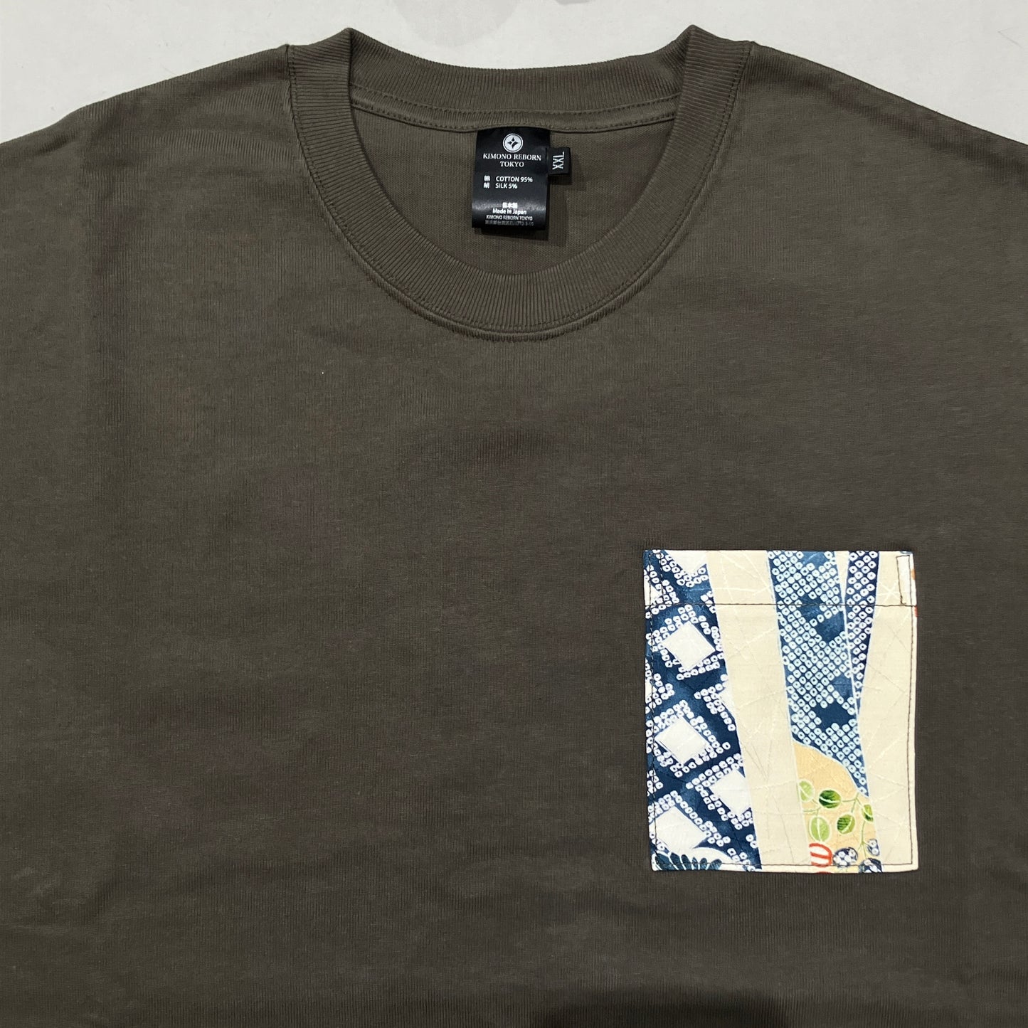 【Size:XXL】Kimono T-shirt, Olive 01