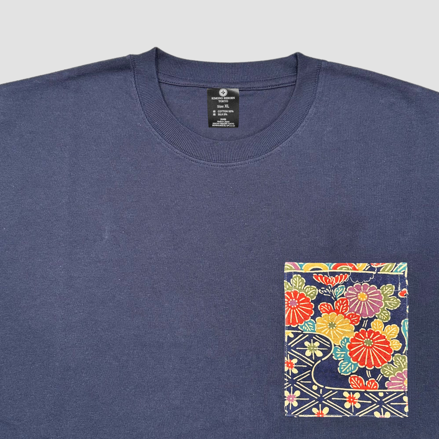 【Size:XL】Kimono T-shirt, Navy 078