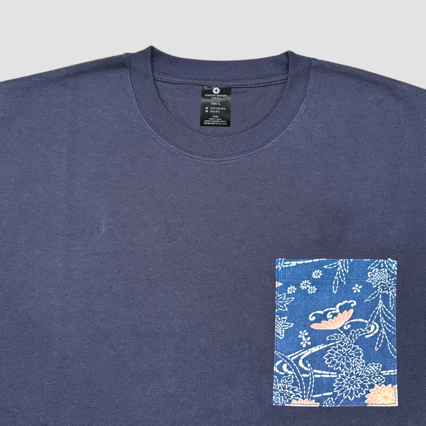 【Size:L】Kimono T-shirt, Navy 068