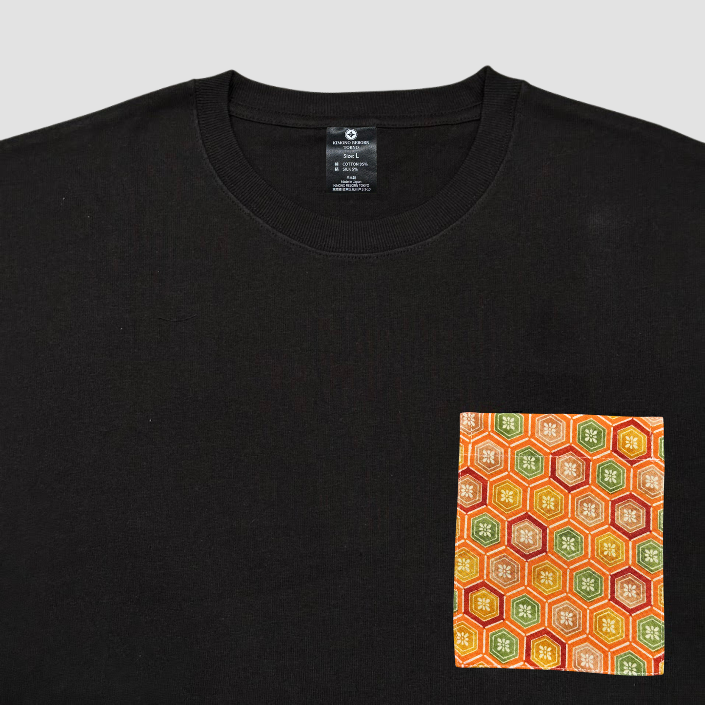 【Size:L】Kimono T-shirt, Black 087