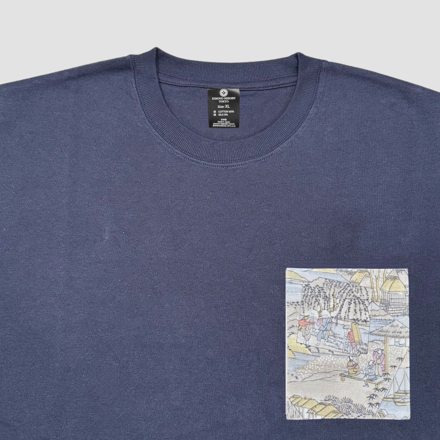 【Size:L】着物Tシャツ Navy 070
