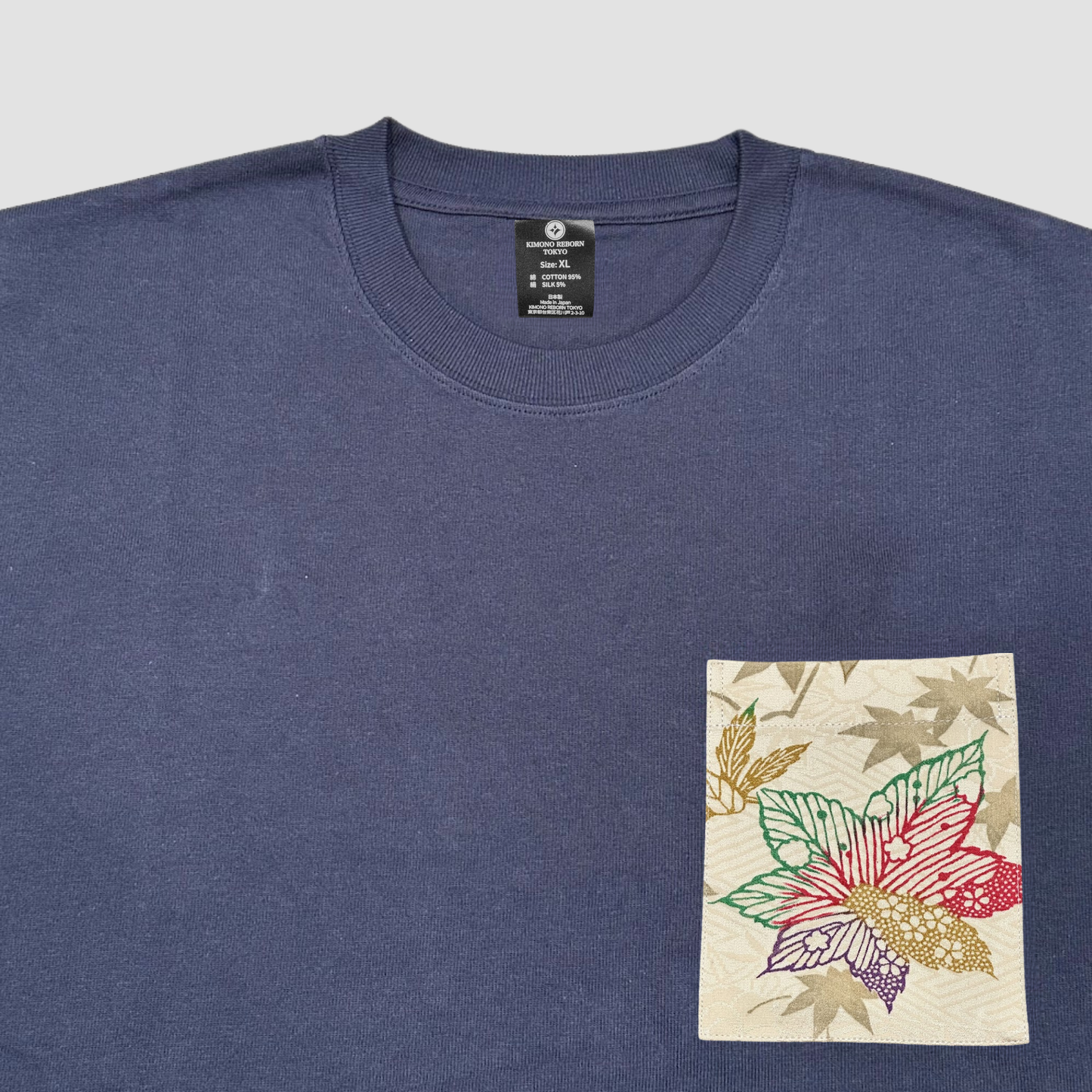 【Size:XL】Kimono T-shirt, Navy 091
