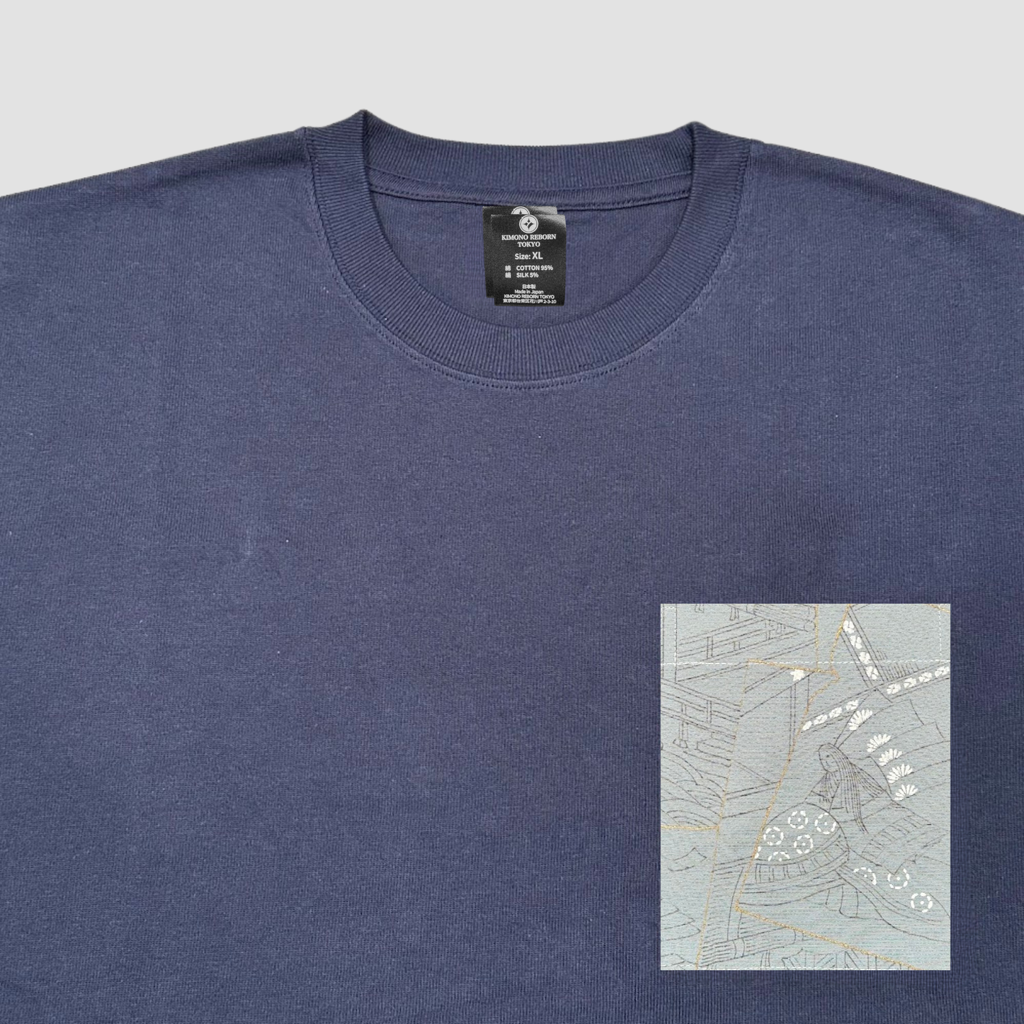 【Size:XL】Kimono T-shirt, Navy 072