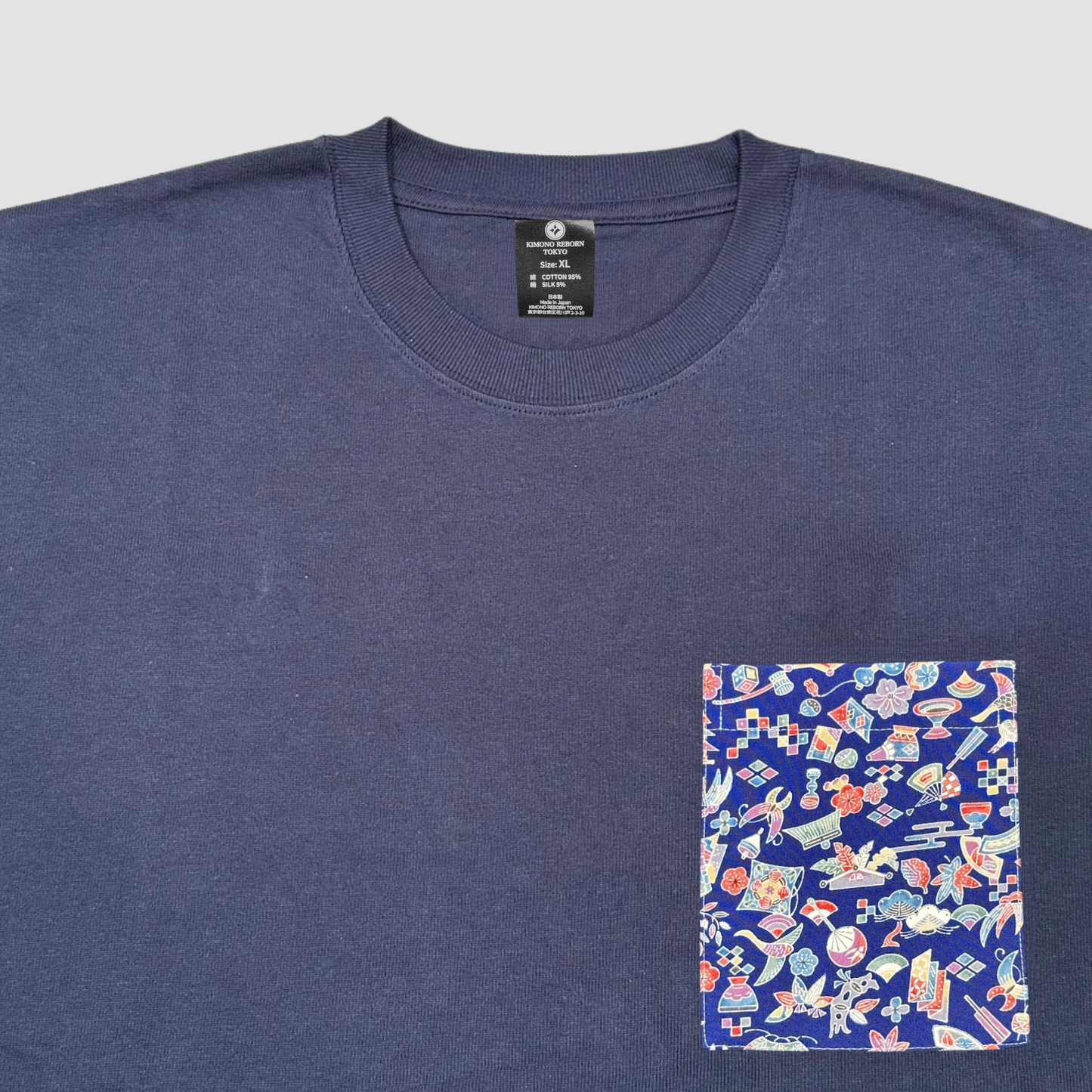 【Size:XL】着物Tシャツ Navy 093