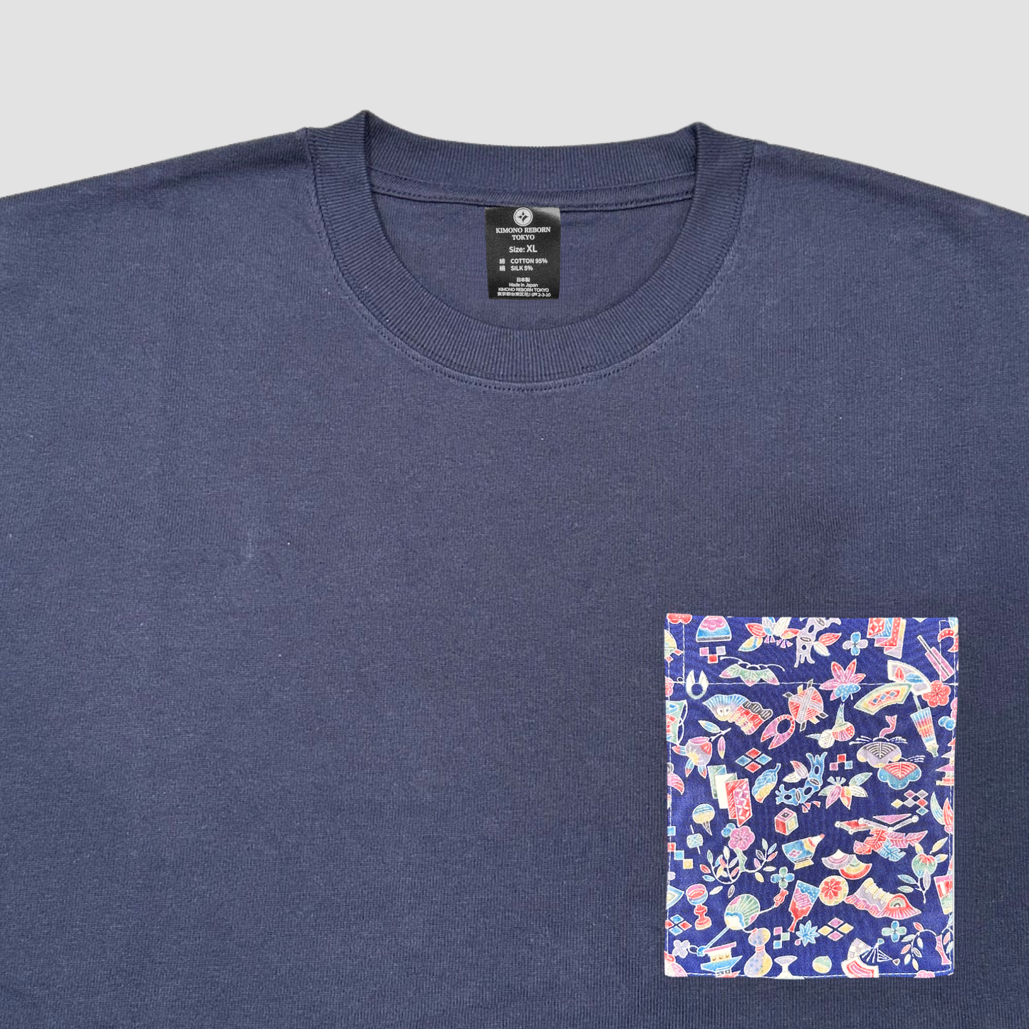 【Size:XL】Kimono T-shirt, Navy 110