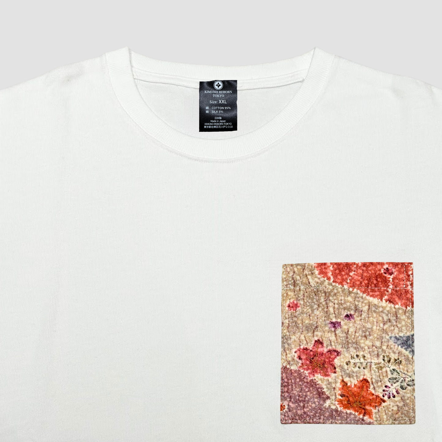 【Size:XXL】Kimono T-shirt, White 062