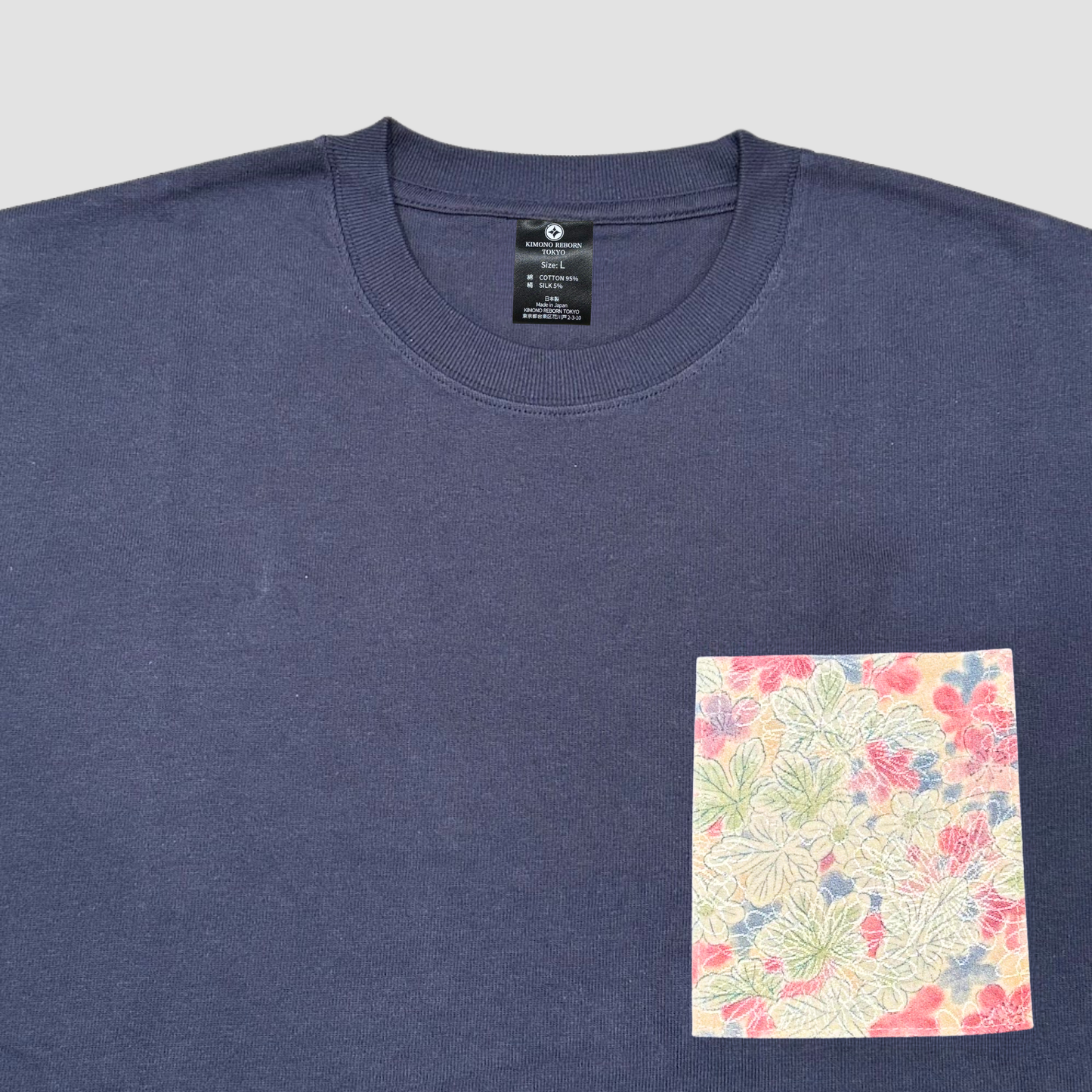 【Size:L】Kimono T-shirt, Navy 064
