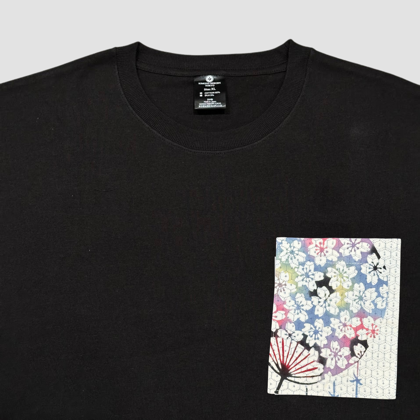 【Size:XL】Kimono T-shirt, Black 65