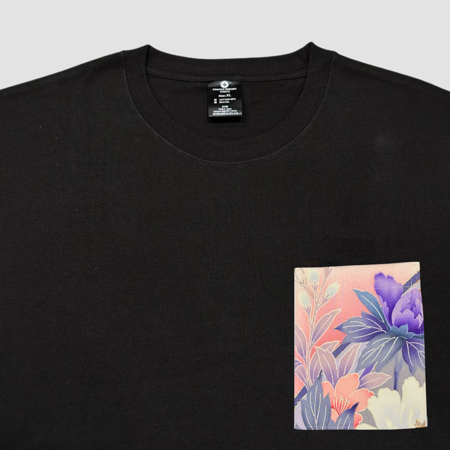 【Size:XL】Kimono T-shirt, Black 63