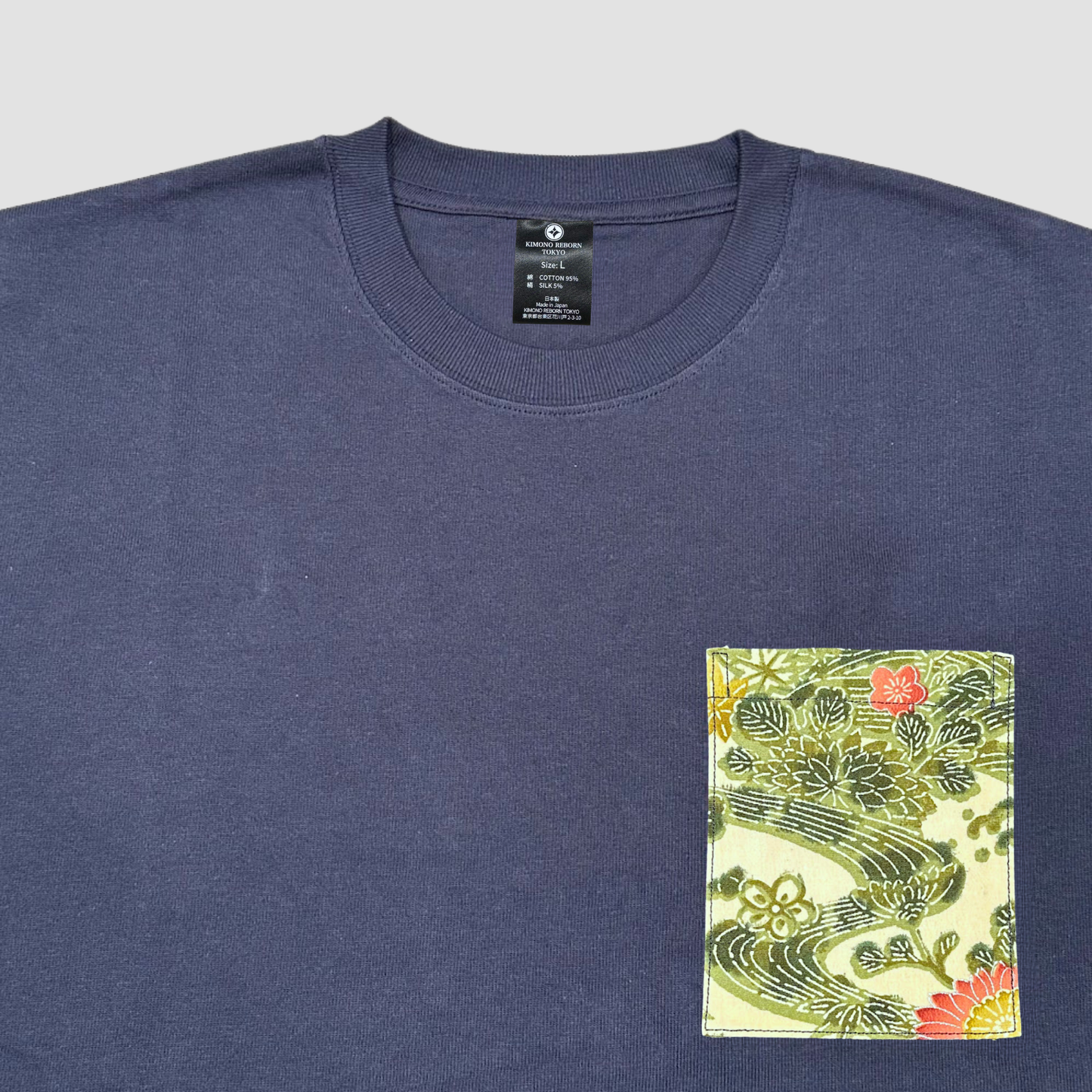 【Size:L】Kimono T-shirt, Navy 065