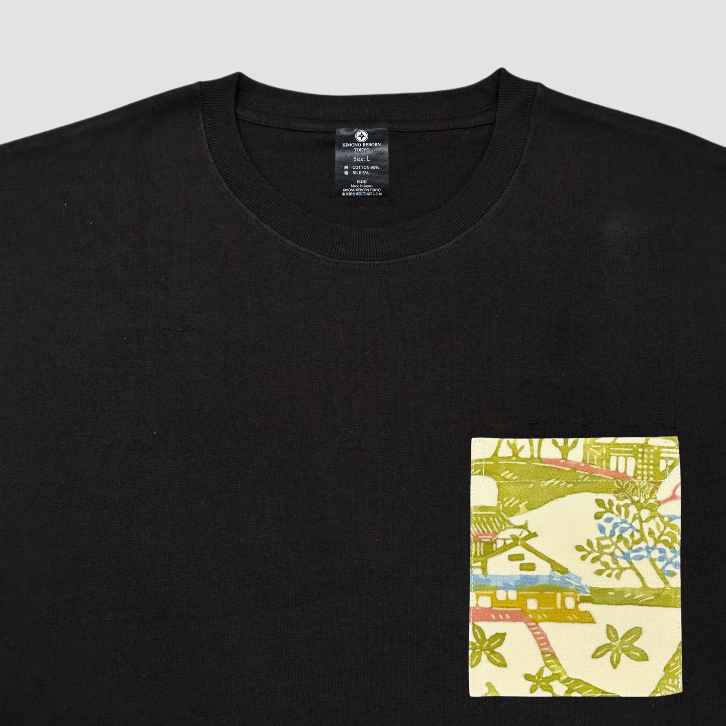 【Size:L】Kimono T-shirt, Black 071