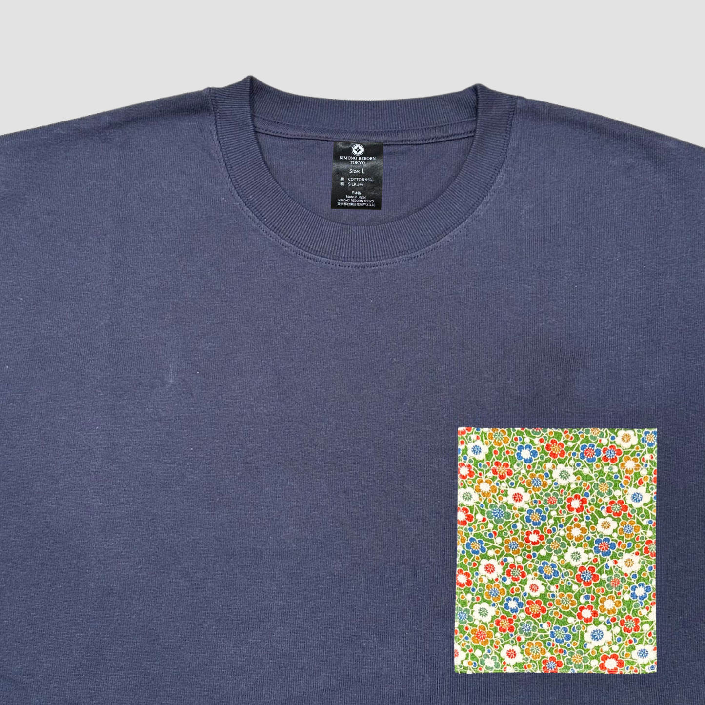 【Size:L】Kimono T-shirt, Navy 066