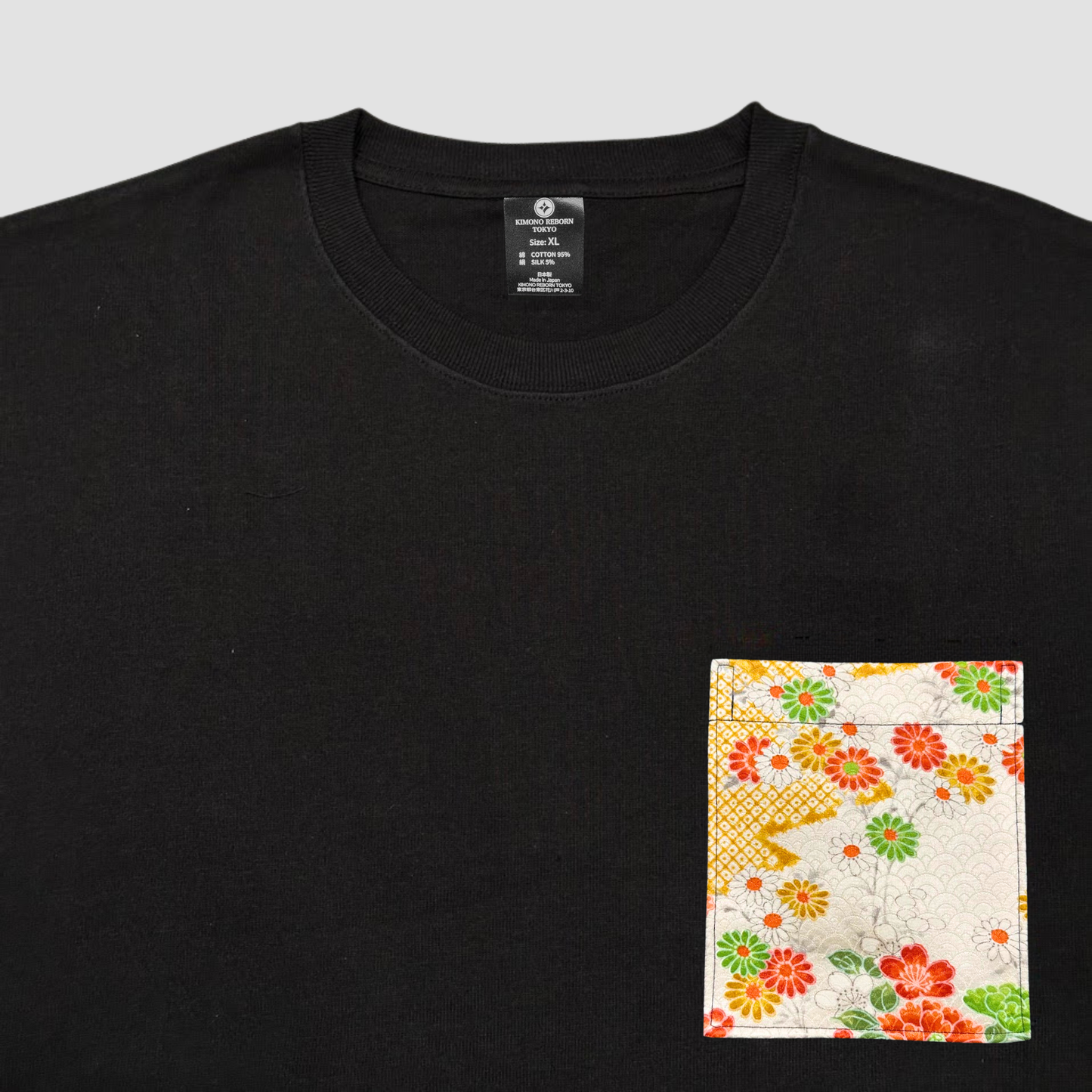 【Size:XL】Kimono T-shirt, Black 83