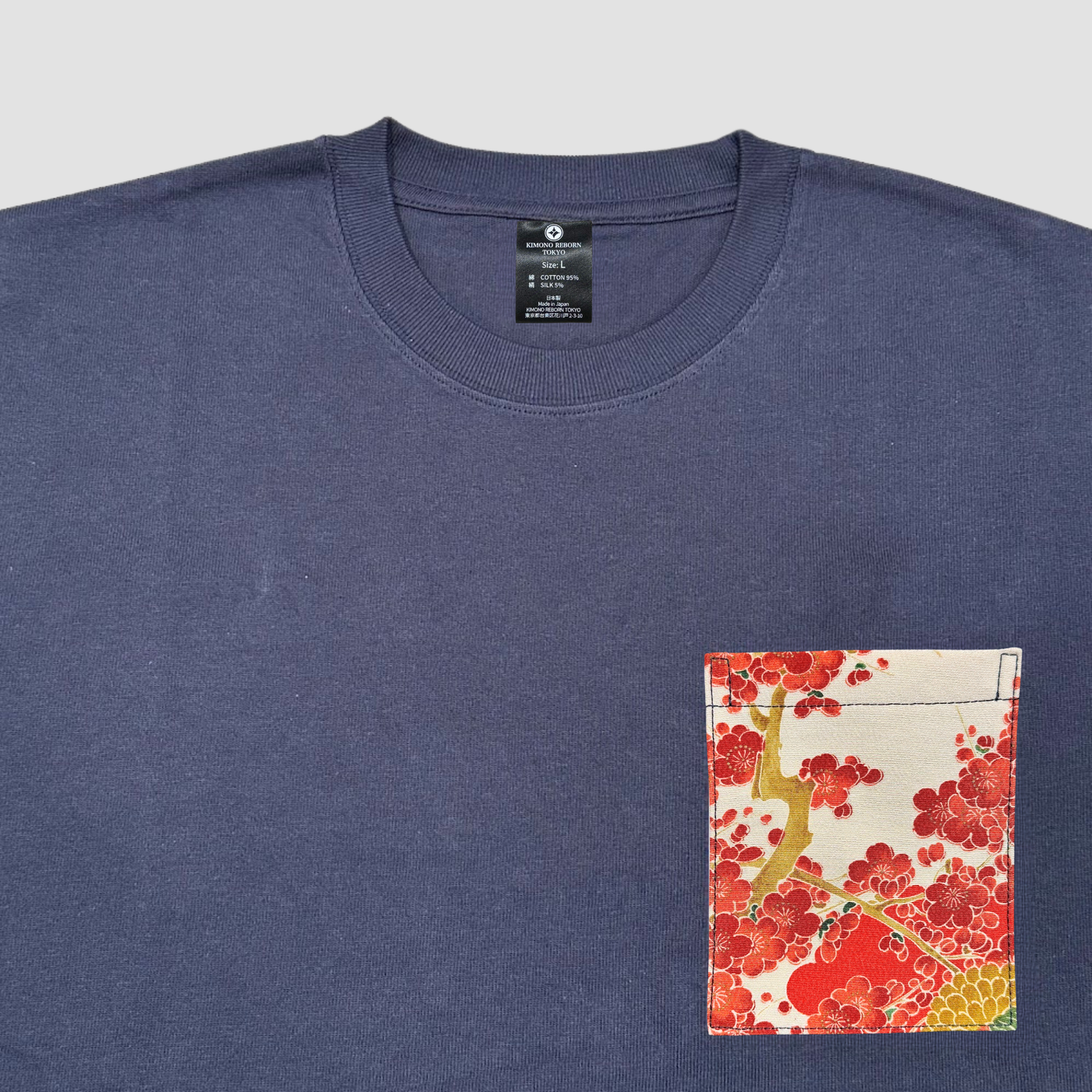 【Size:L】Kimono T-shirt, Navy 115