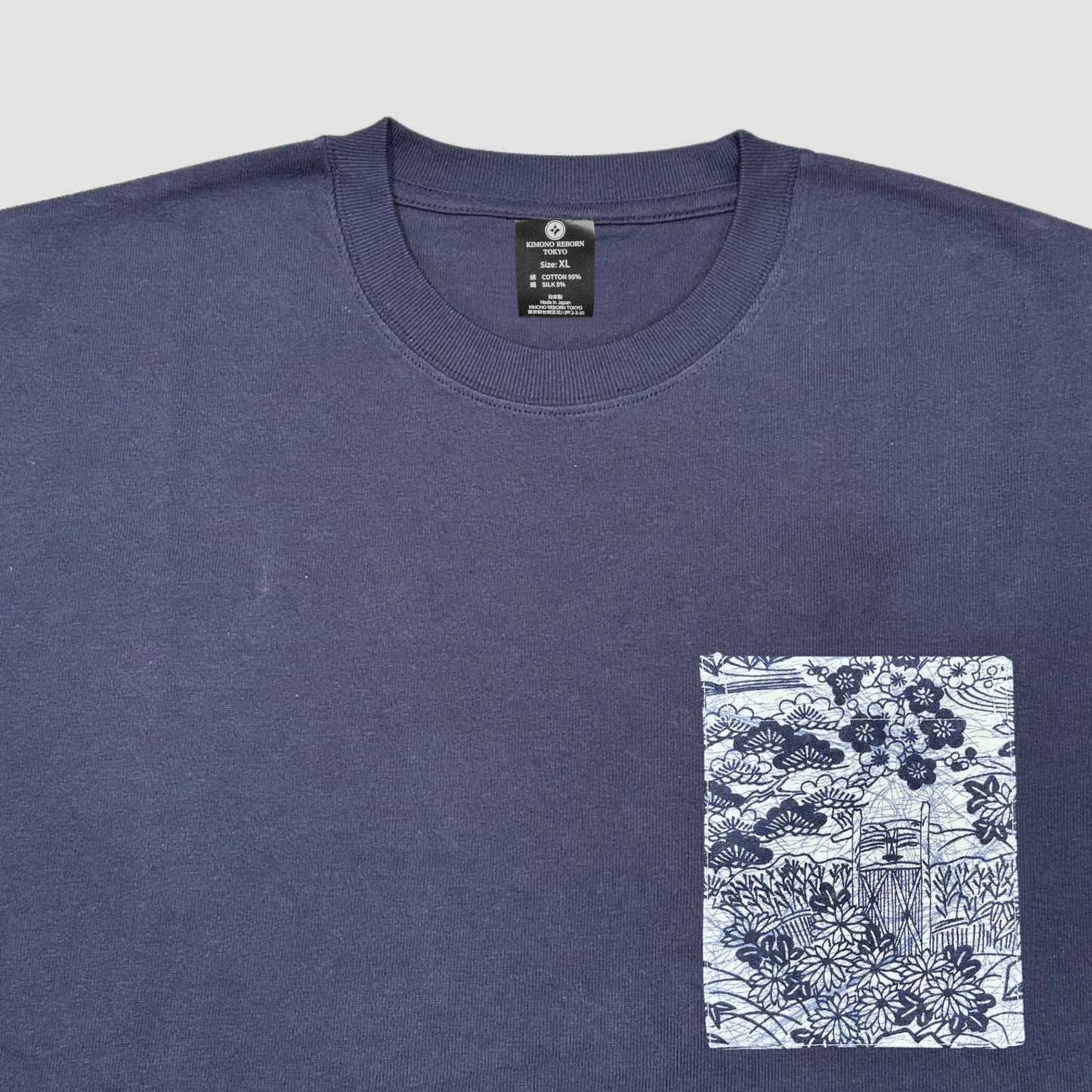 【Size:XL】Kimono T-shirt, Navy 076