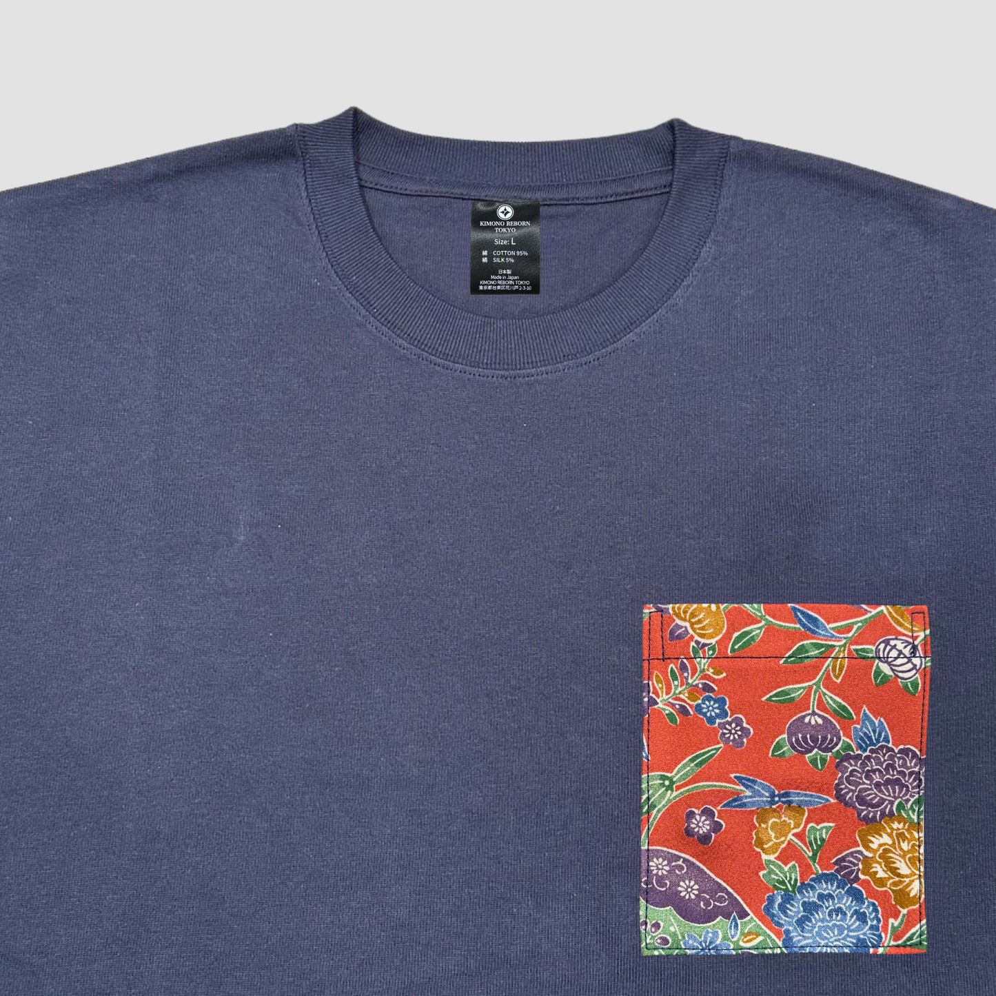 【Size:L】Kimono T-shirt, Navy 116