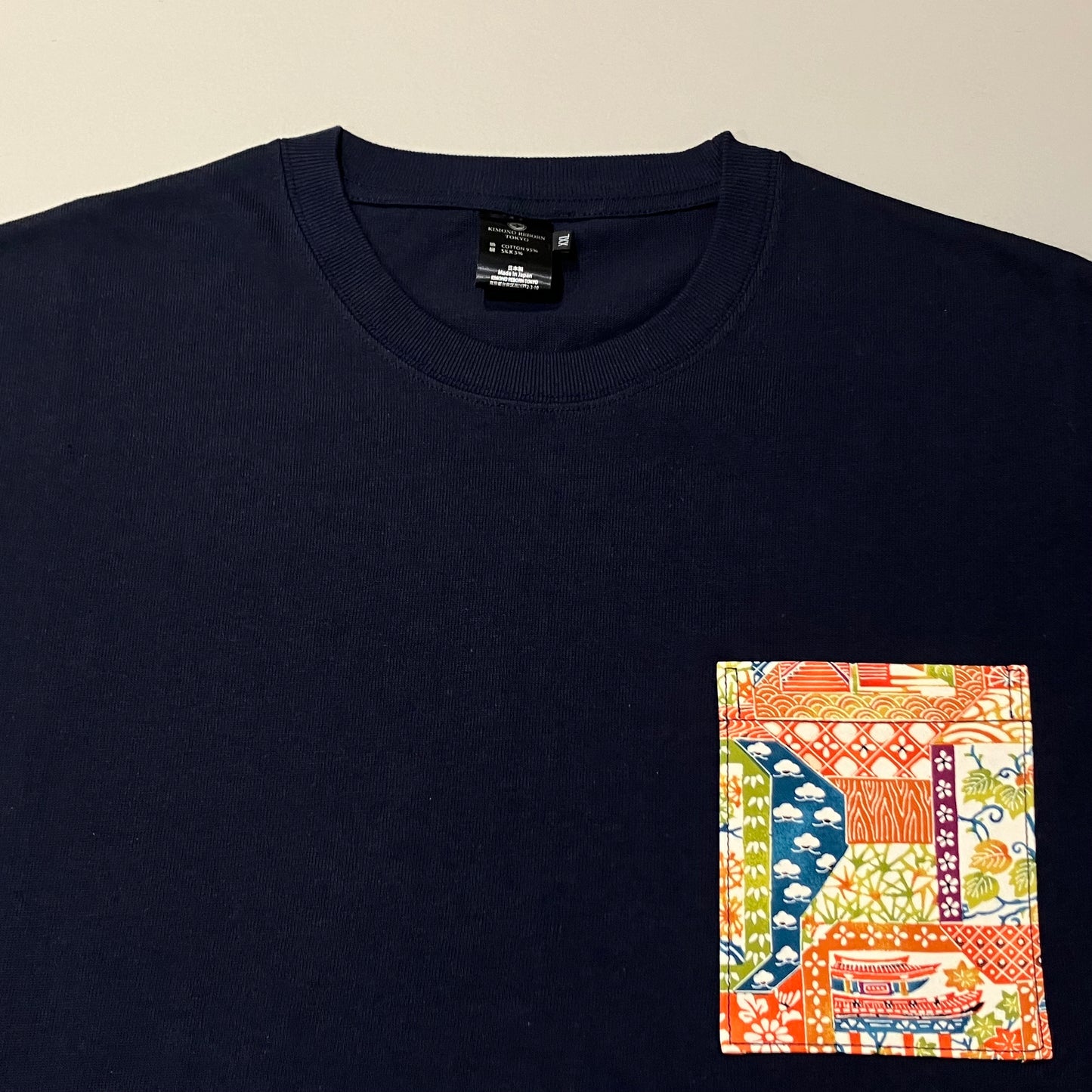 【Size:XXL】着物Tシャツ  Navy 26