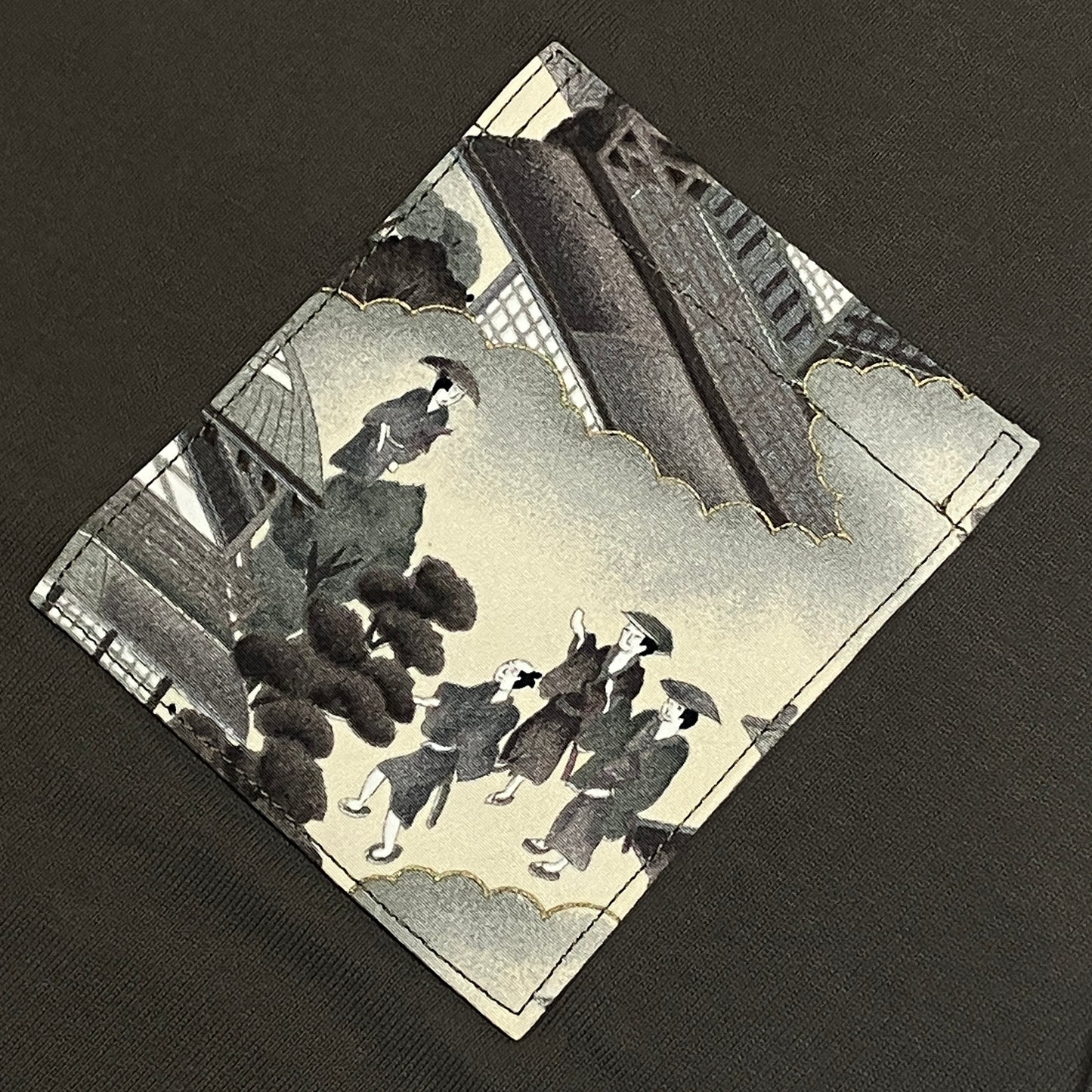【Size:S】着物Tシャツ  Olive 052