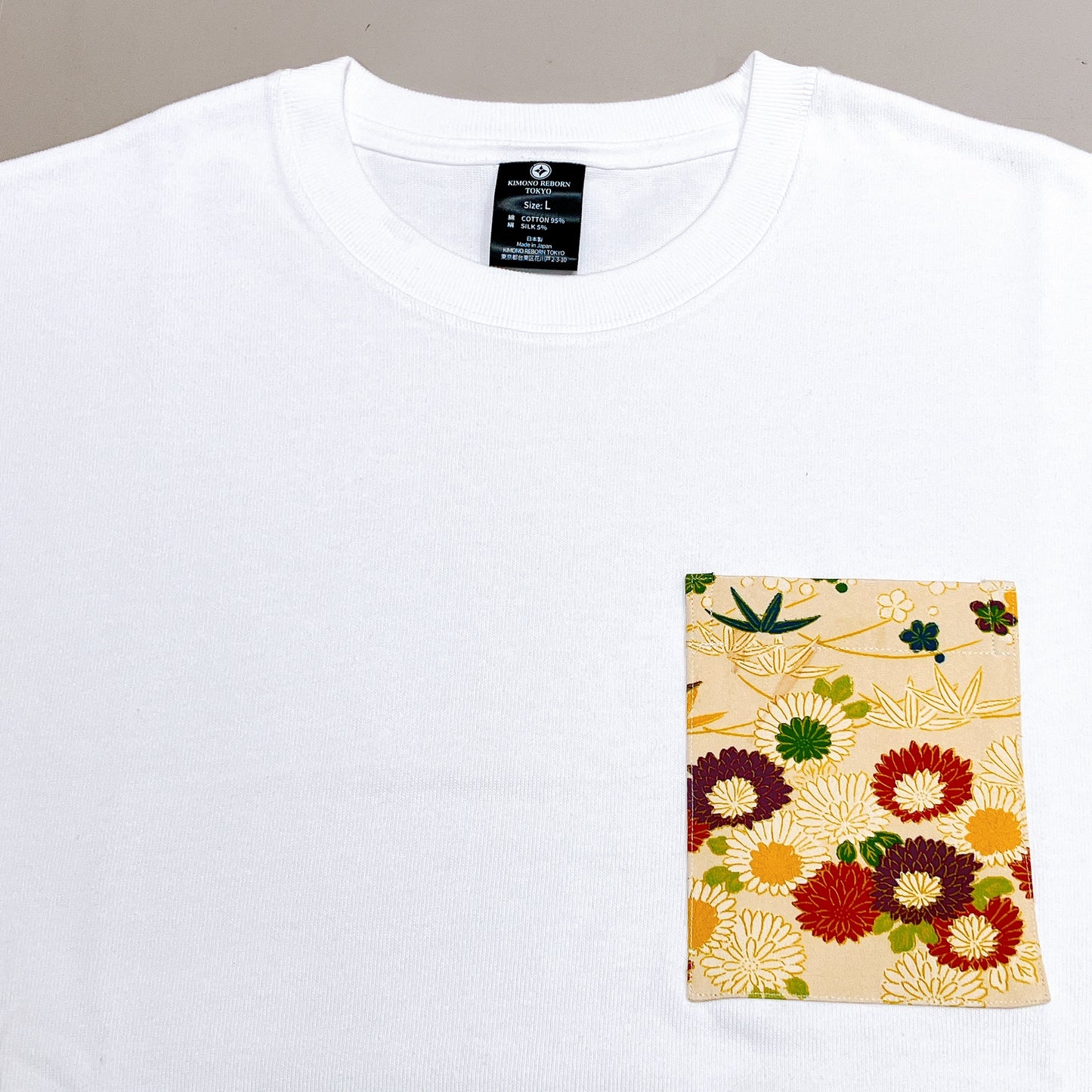 【Size:L】Kimono T-shirt, White 050