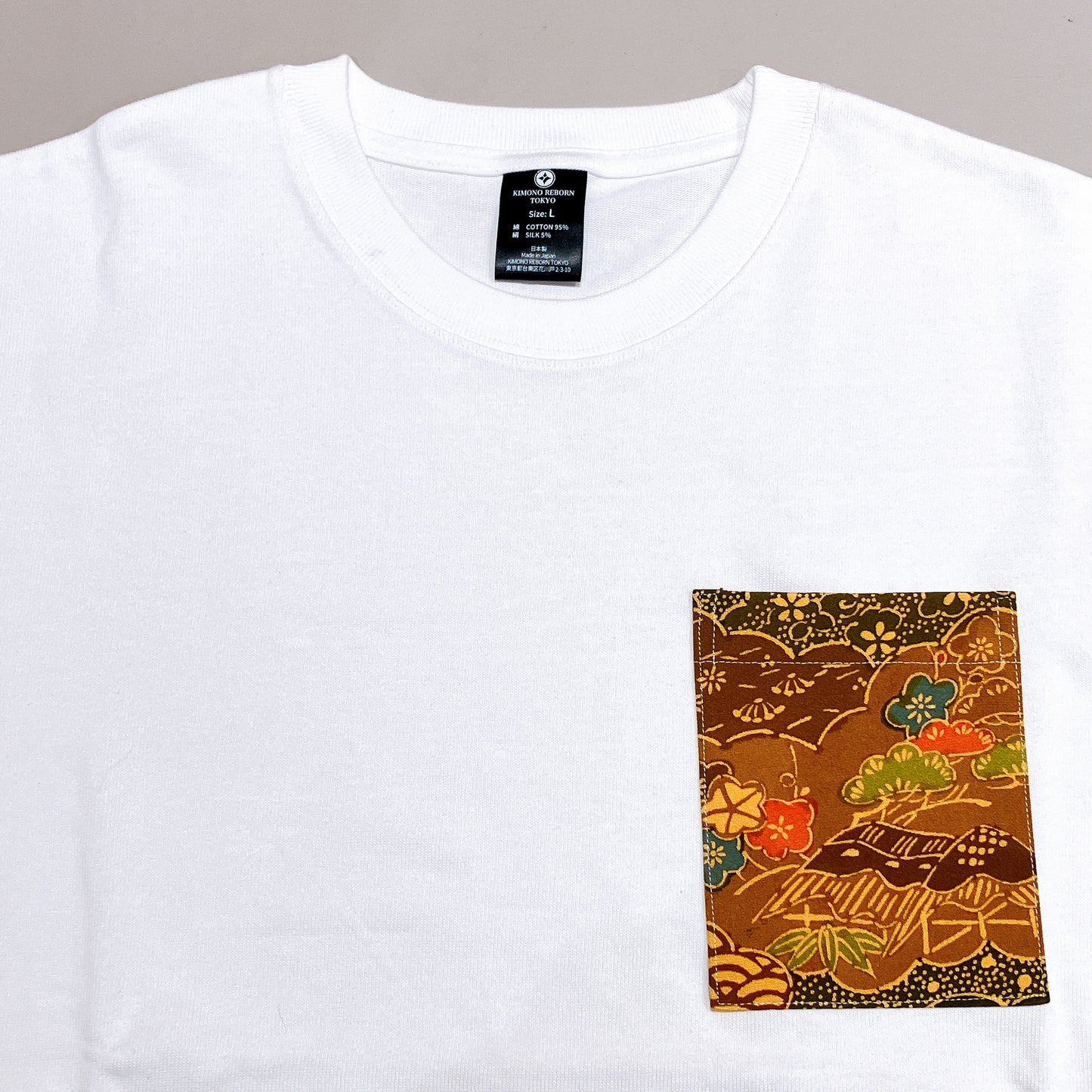 【Size:L】Kimono T-shirt, White 051