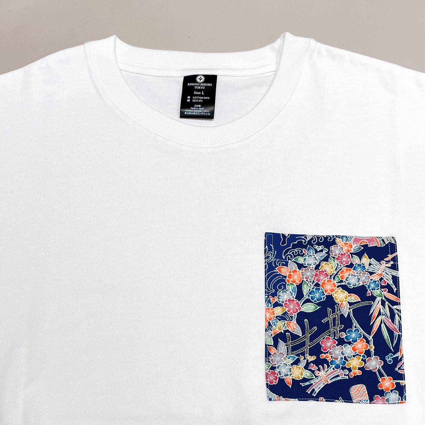 【Size:L】Kimono T-shirt, White 053