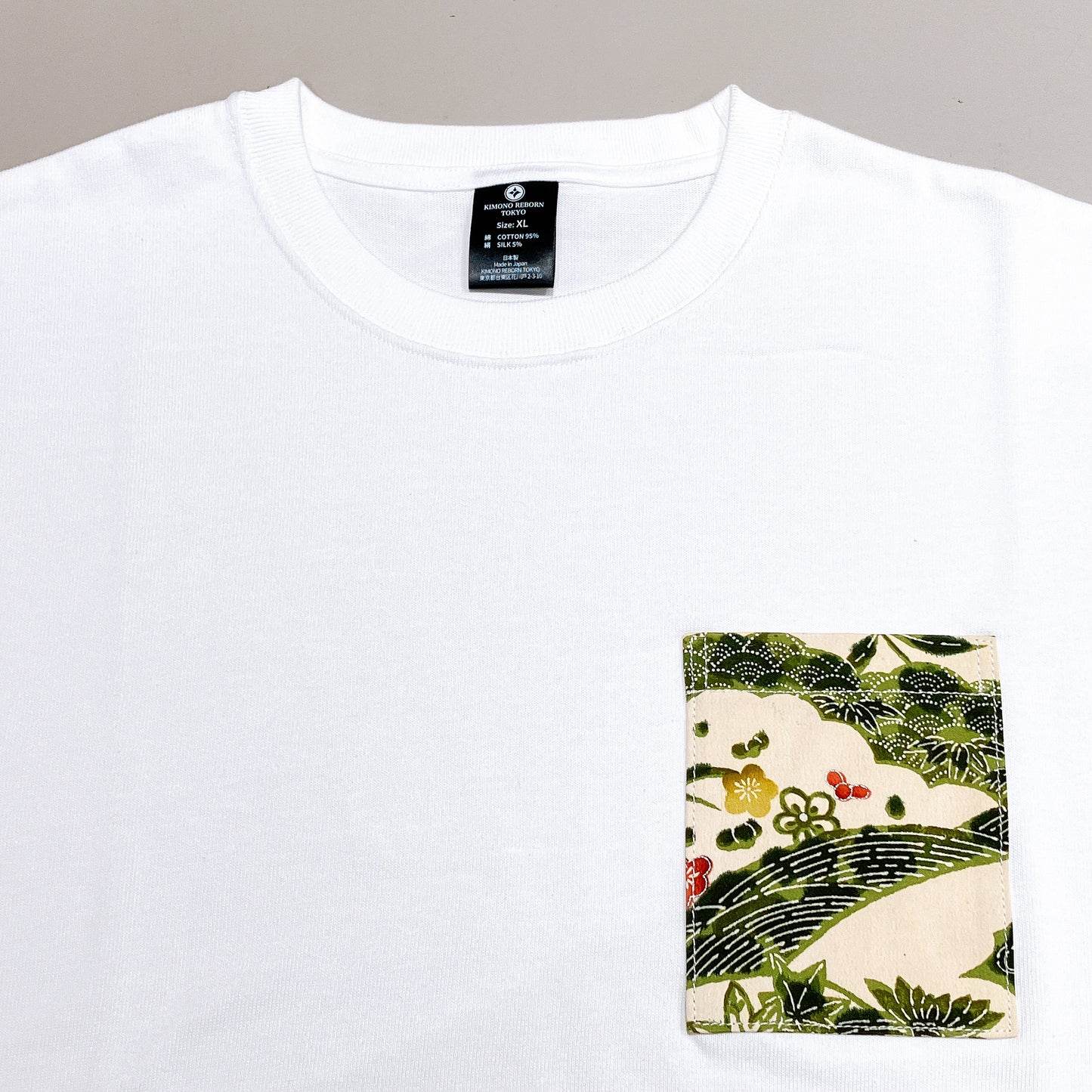 【Size:XL】Kimono T-shirt, White 054