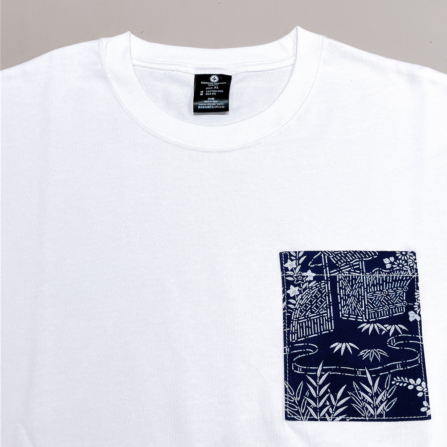【Size:XL】Kimono T-shirt, White 055