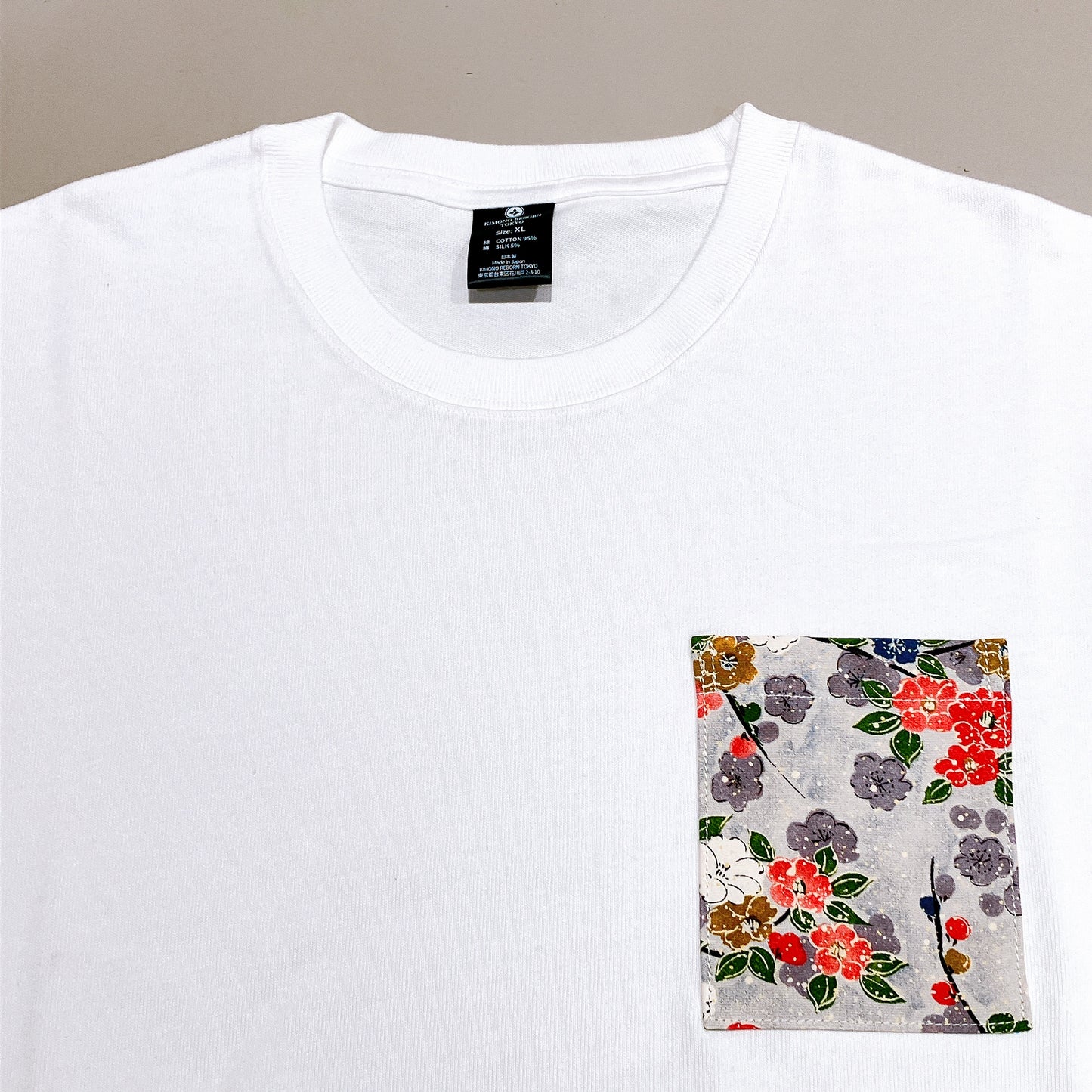 【Size:XL】Kimono T-shirt, White 056
