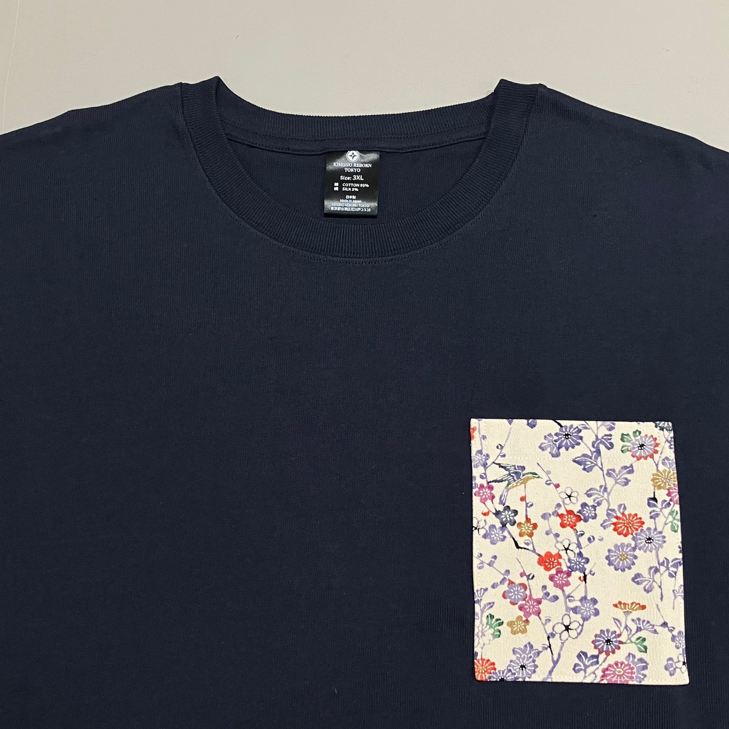 【Size:3XL】Kimono T-shirt, Navy 053