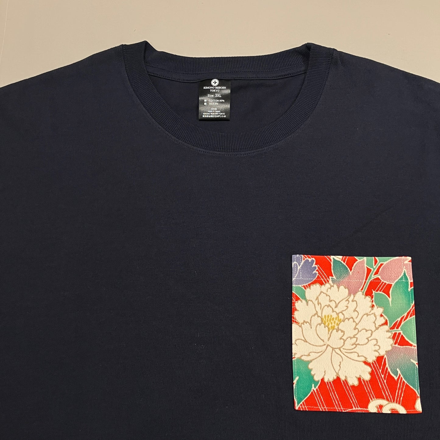 【Size:3XL】Kimono T-shirt, Navy 054