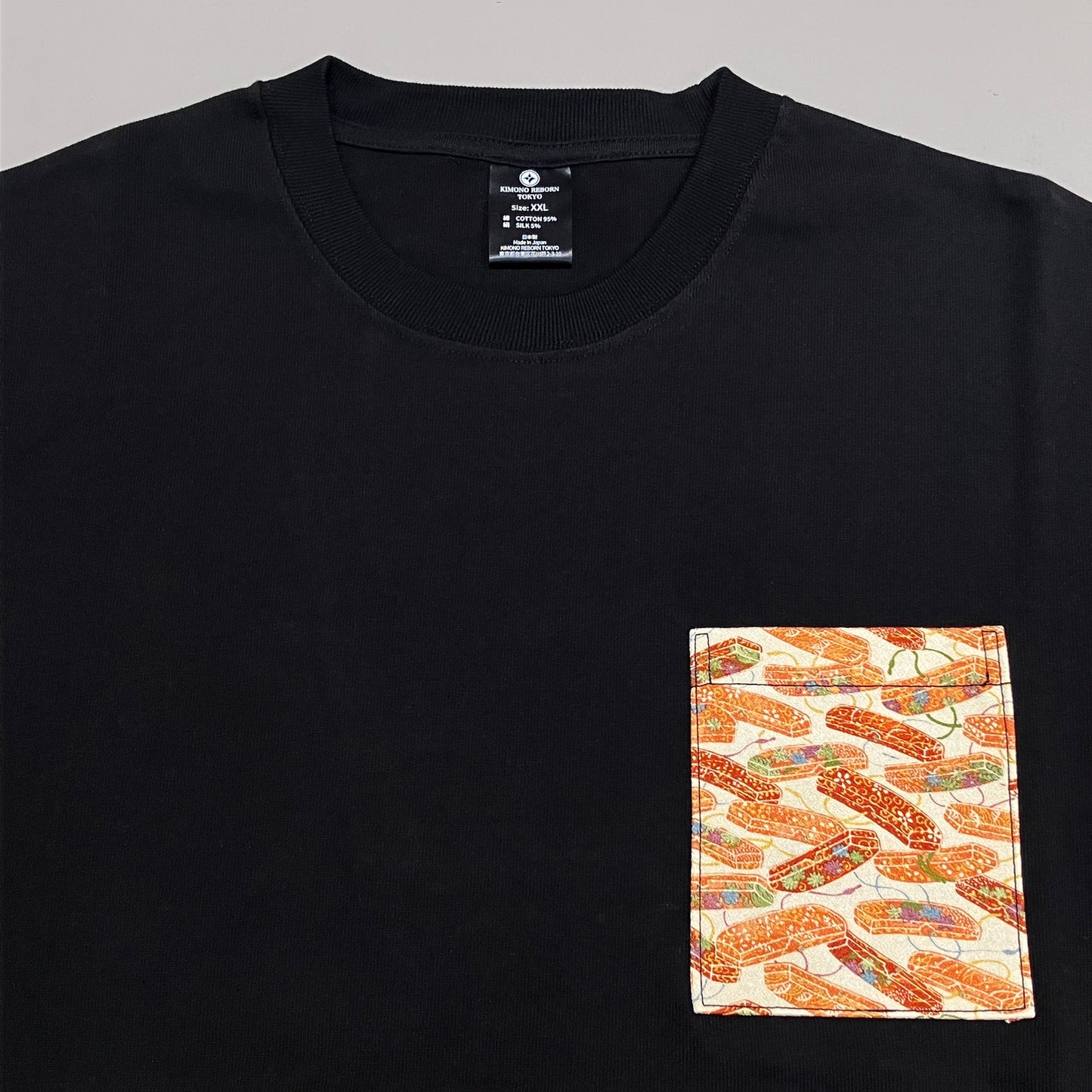 【Size:XXL】Kimono T-shirt, Black 051