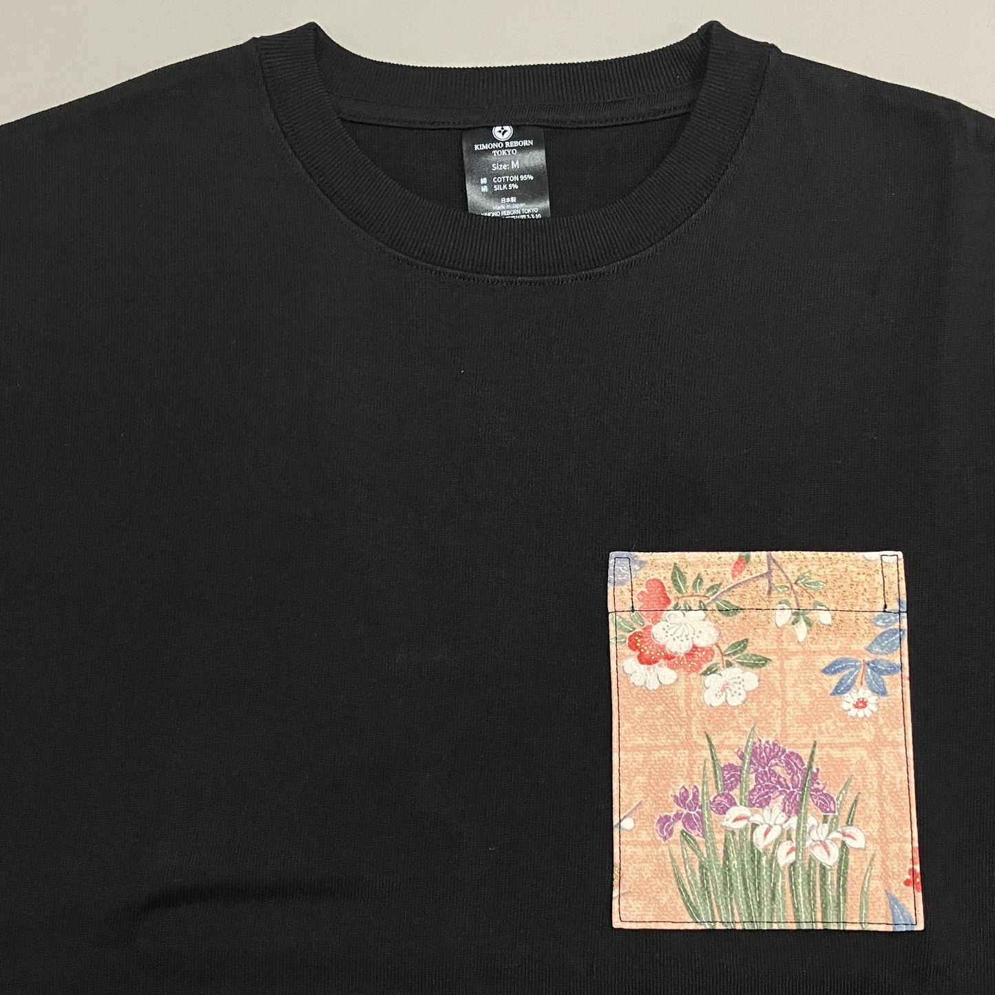 【Size:M】Kimono T-shirt, Black 055