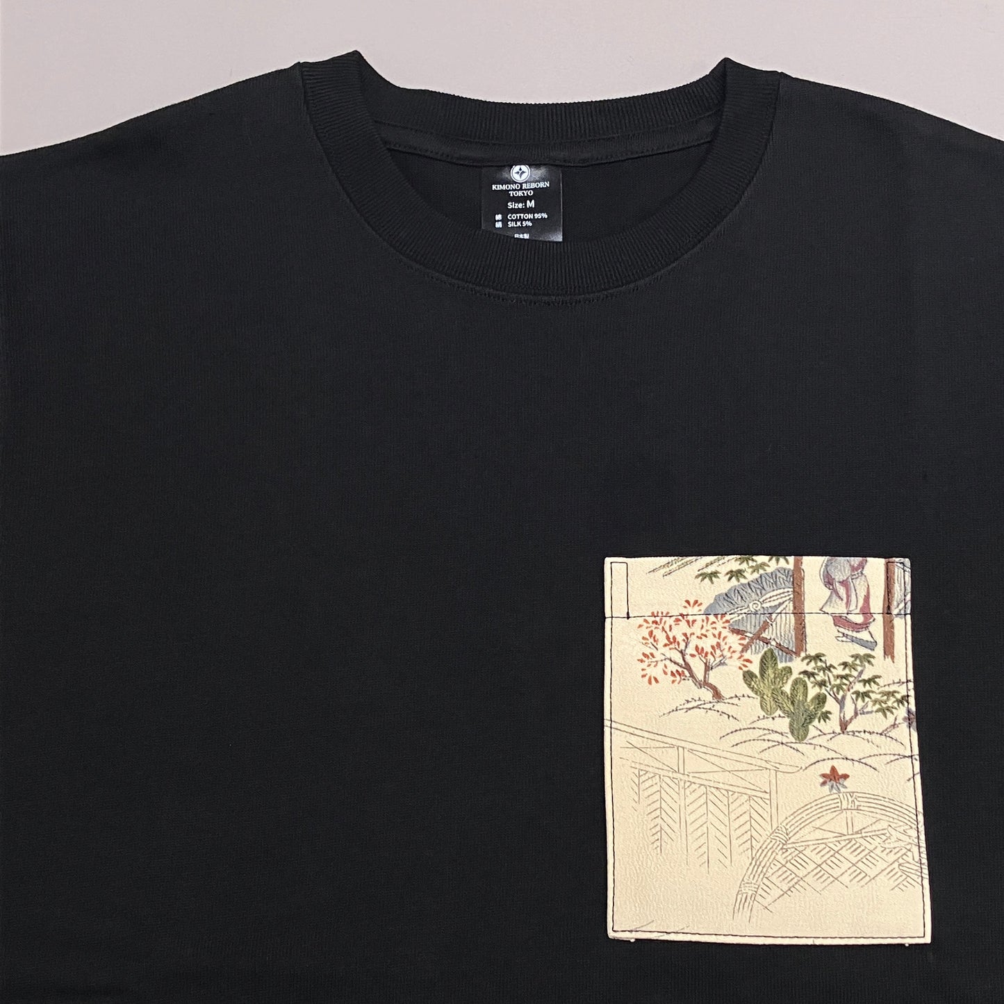 【Size:M】Kimono T-shirt, Black 056