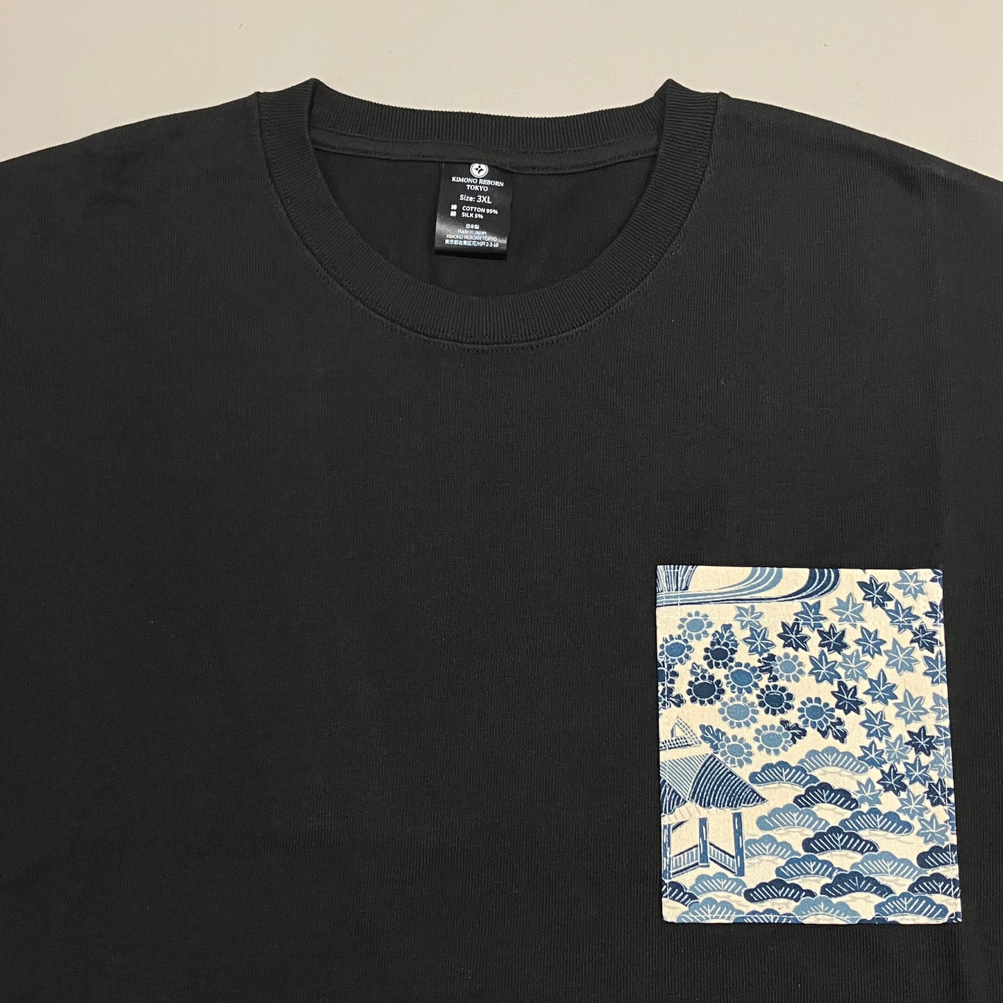 【Size:3XL】Kimono T-shirt, Black 058