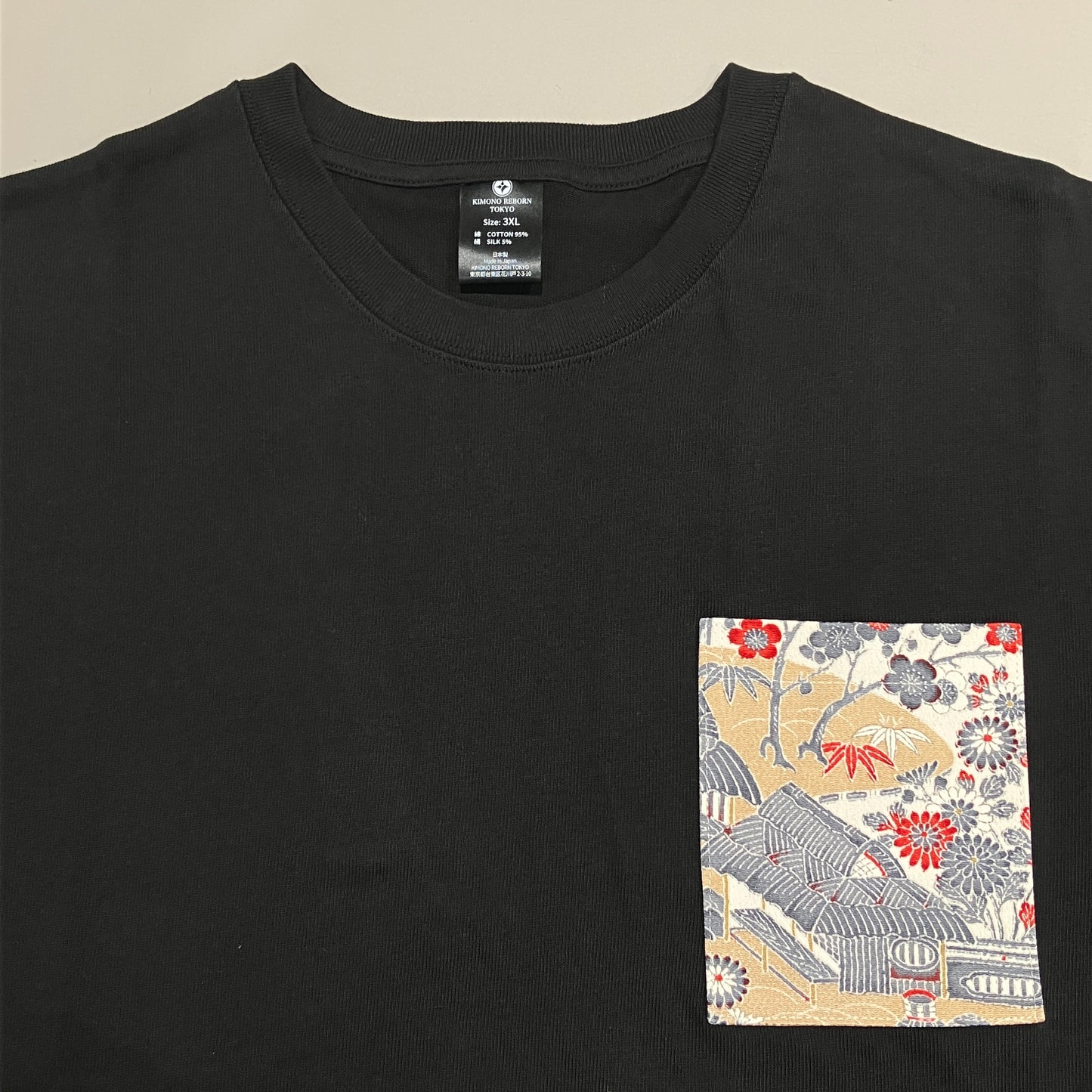 【Size:3XL】Kimono T-shirt, Black 059