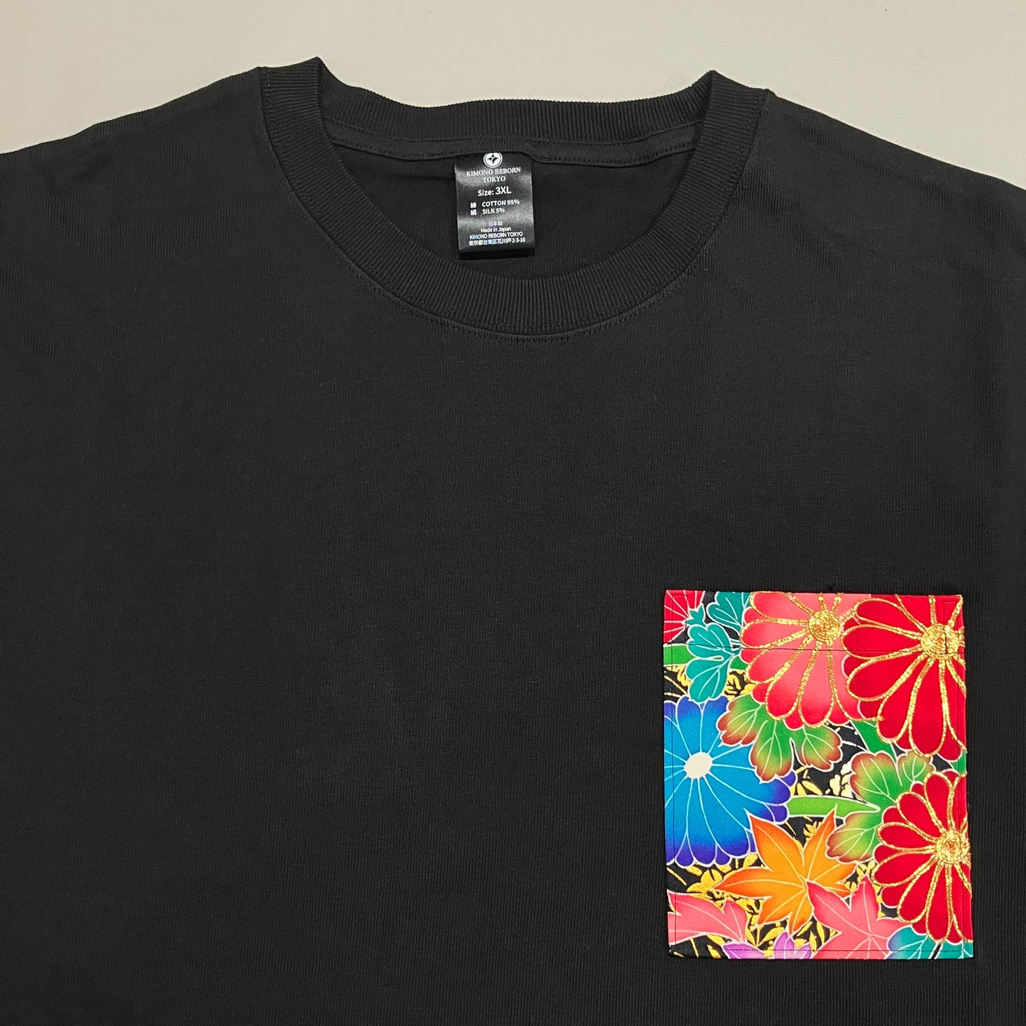 【Size:3XL】Kimono T-shirt, Black 060