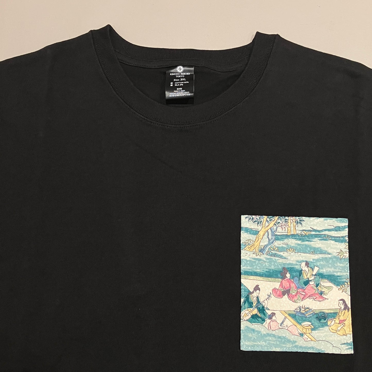 【Size:3XL】Kimono T-shirt, Black 061