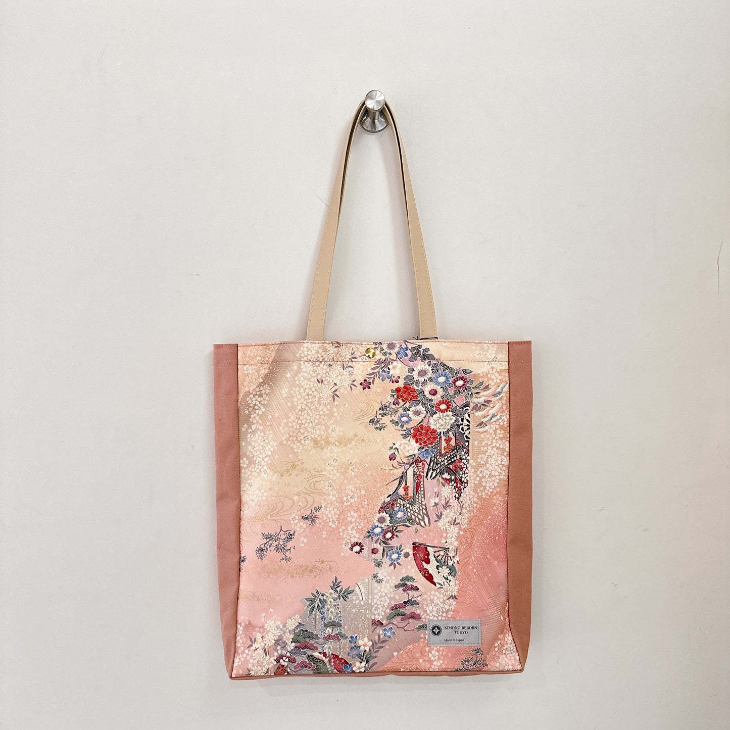Kimono Tote with depth Pink04