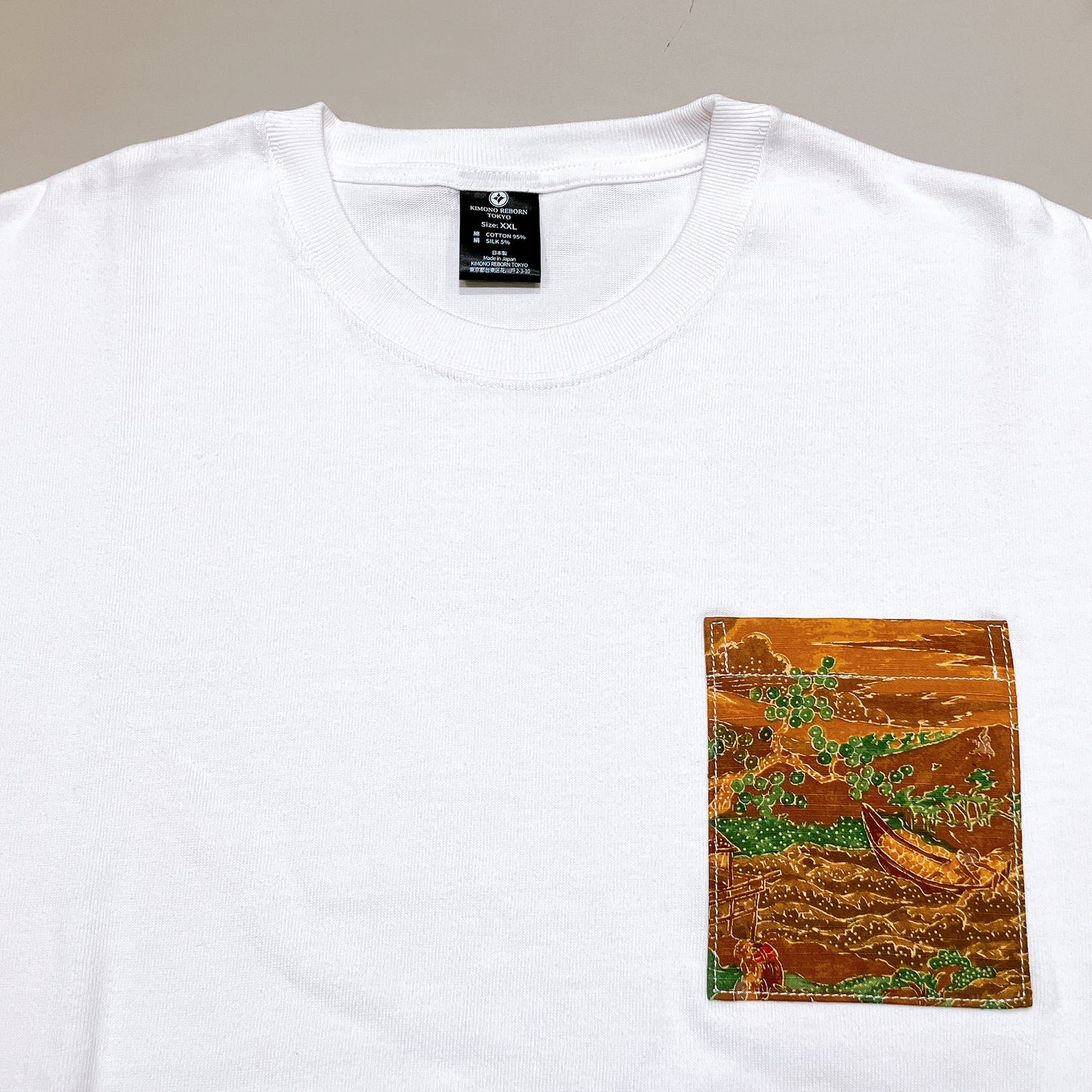 【Size:XXL】Kimono T-shirt, White 059