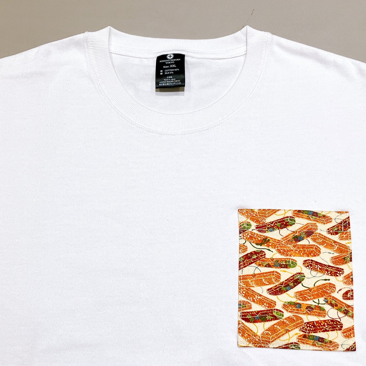 【Size:XXL】Kimono T-shirt, White 060