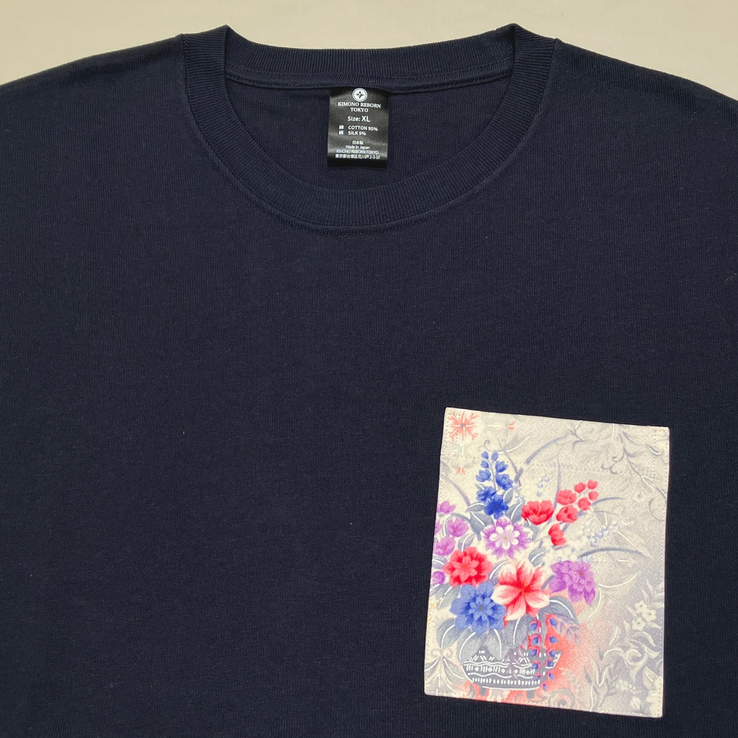 【Size:XL】Kimono T-shirt, Navy 056