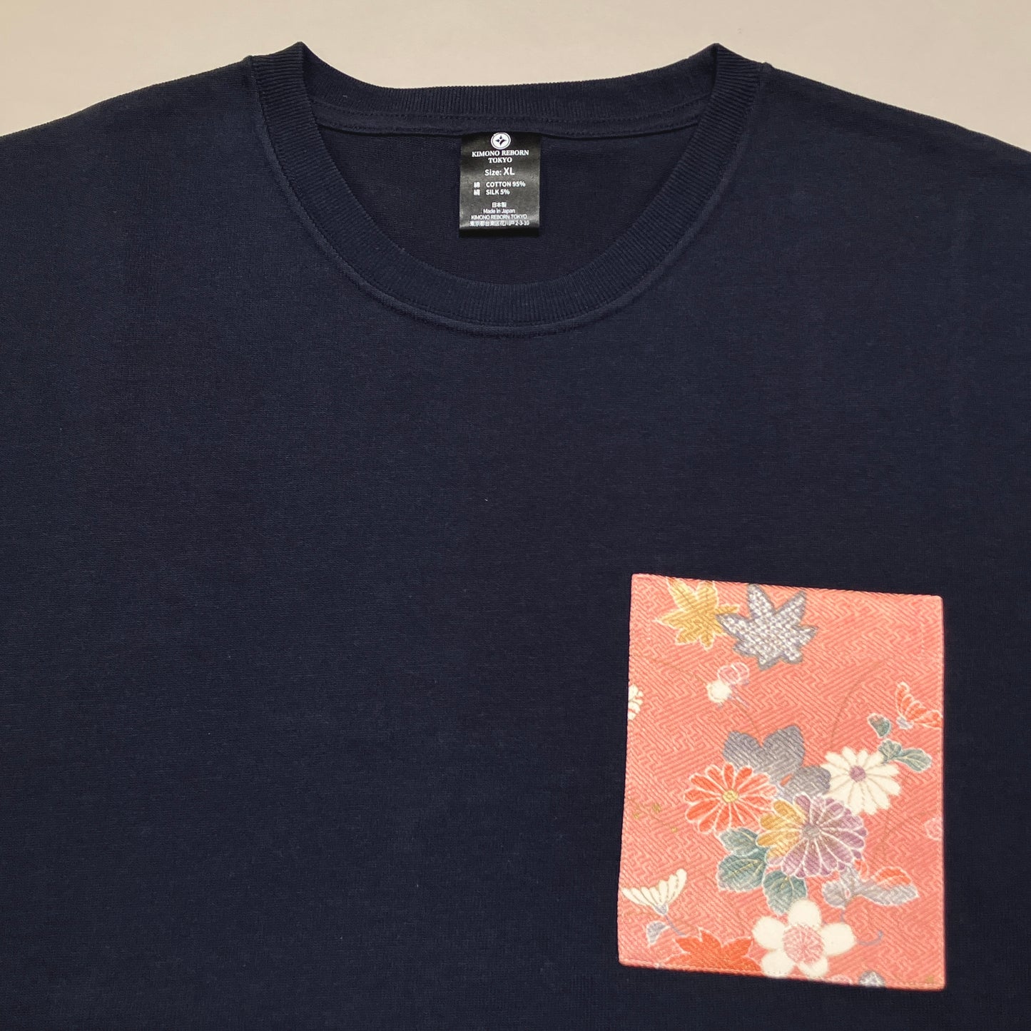 【Size:XL】Kimono T-shirt, Navy 058
