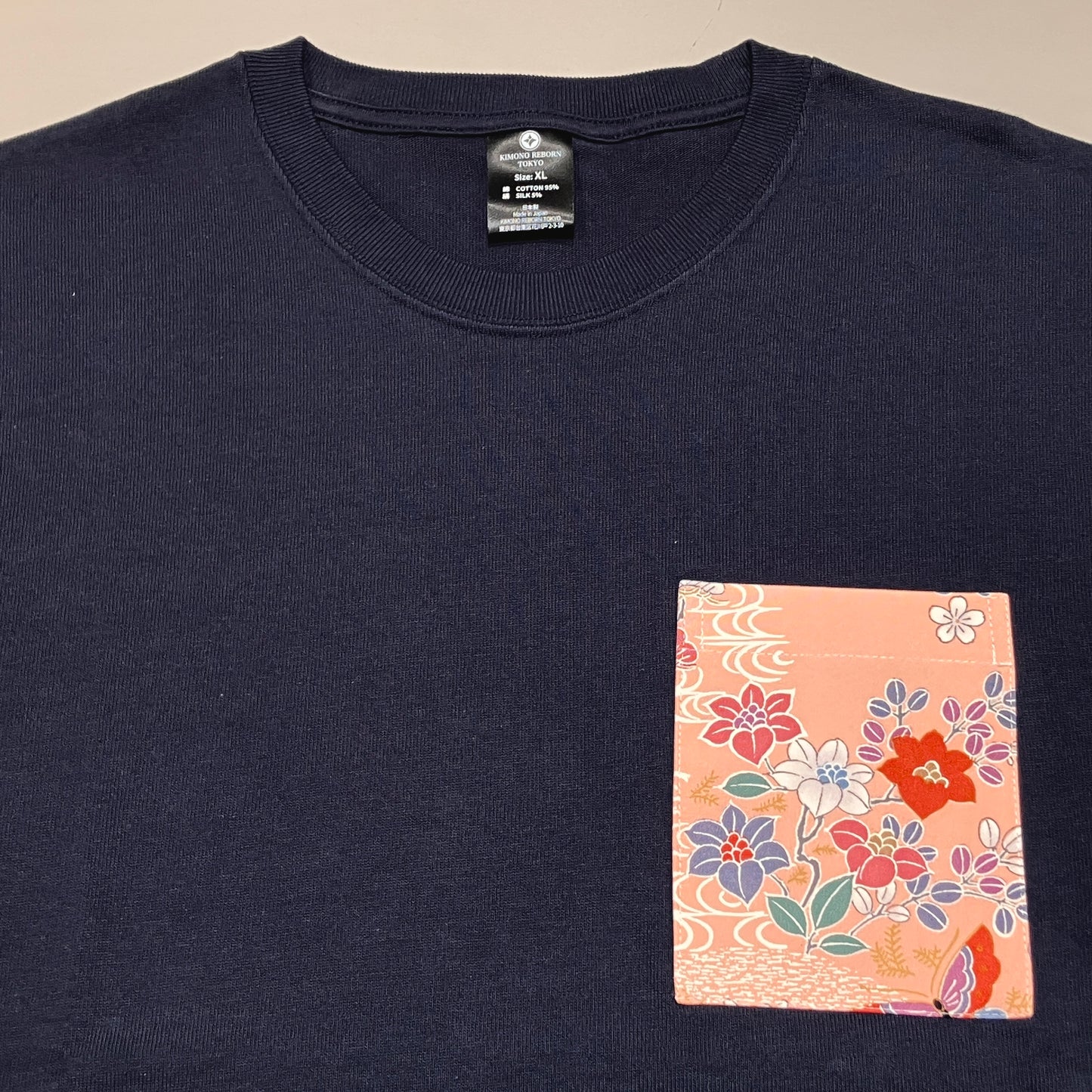 【Size:XL】Kimono T-shirt, Navy 060